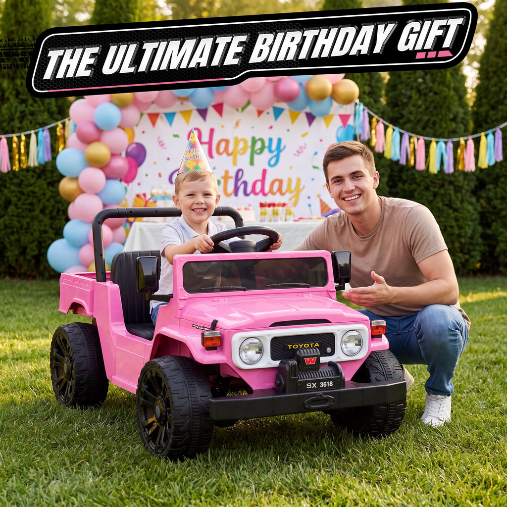 24V Ride On Dump Truck for Kids, Licensed Toyota Land Cruiser FJ45 Power Car Wheels Ride On Toy with Electric Dump Bed, Parent Remote Control, Music, LED Lights, Birthday Gift for Kids Ages 3-6, Blue