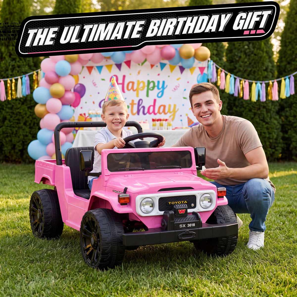 24V Ride On Dump Truck for Kids, Licensed Toyota Land Cruiser FJ45 Power Car Wheels Ride On Toy with Electric Dump Bed, Parent Remote Control, Music, LED Lights, Birthday Gift for Kids Ages 3-6, Blue