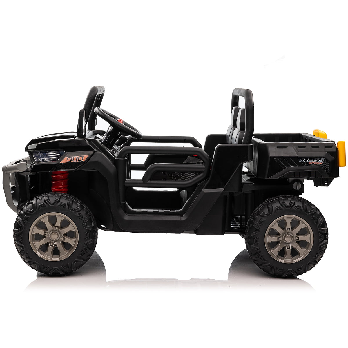 24V Ride on Dump Truck with Remote Control, 4WD Electric Car for Big Kids, 2 Seater 4*200W Motor Ride on Toy, Shovel, Music, Kids Gift, Black