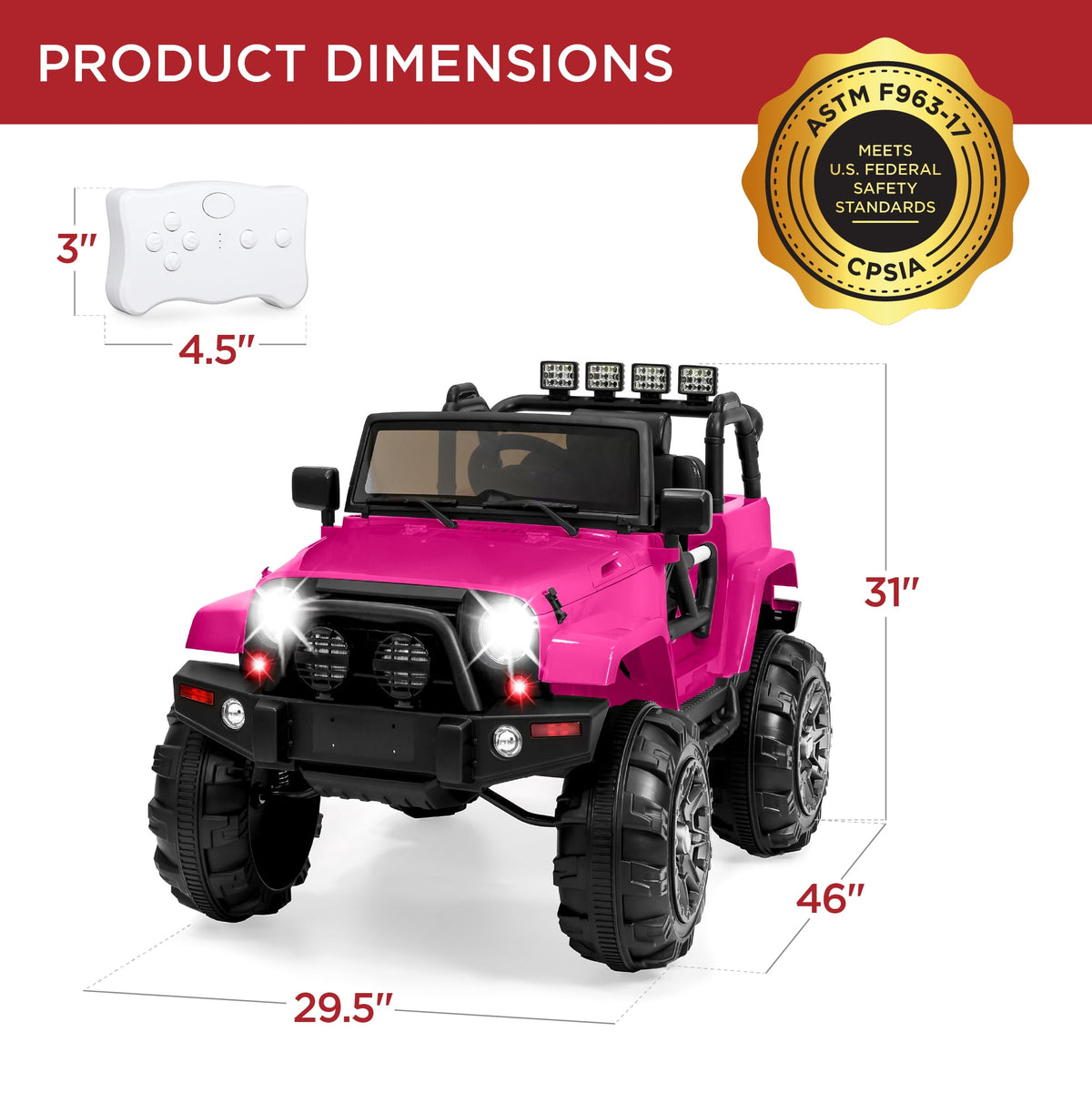 Best Choice Products Kids 24V 2-Seater Electric Ride-On Car Truck w/ Parent Control, Bluetooth, LED Lights - Red