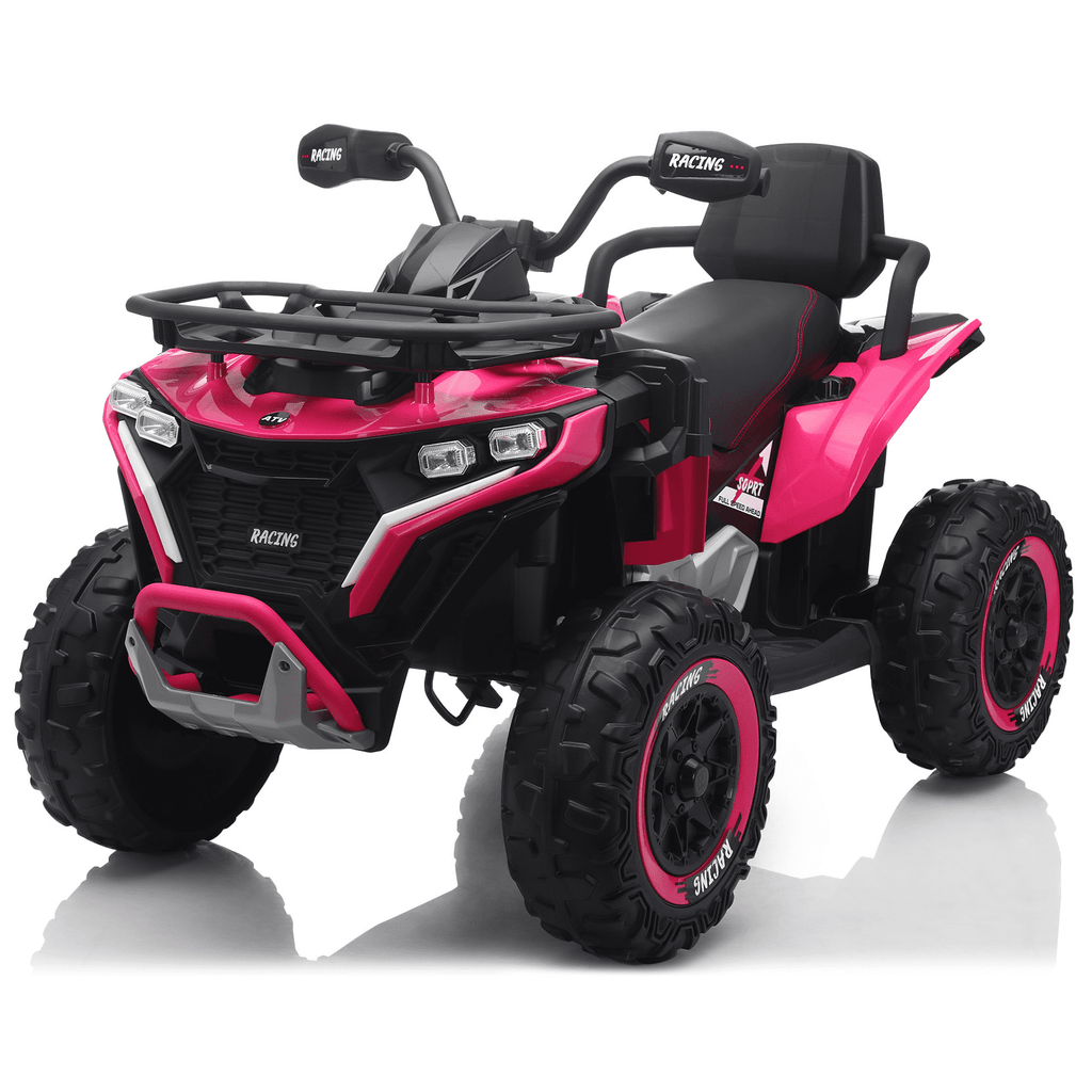 Funride 24 Volt Ride on Toys with Remote Control, Oversized ATV for Kids, 2-Seater 4 Wheeler for Toddlers, Power Car Wheels with Music, Bluetooth, Headlights, EVA Tires, Pink