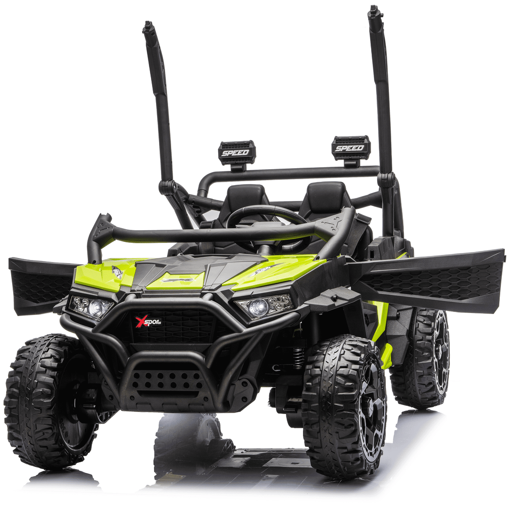 Zukpow 24V Ride Ons for Kids, 2 Seater Electric Car with Remote Control, 4x200W Motors, Power Car Wheels Ride on Toys UTV with Bluetooth Music, USB, Slow Start, LED Lights, Rear Storage Box, Black