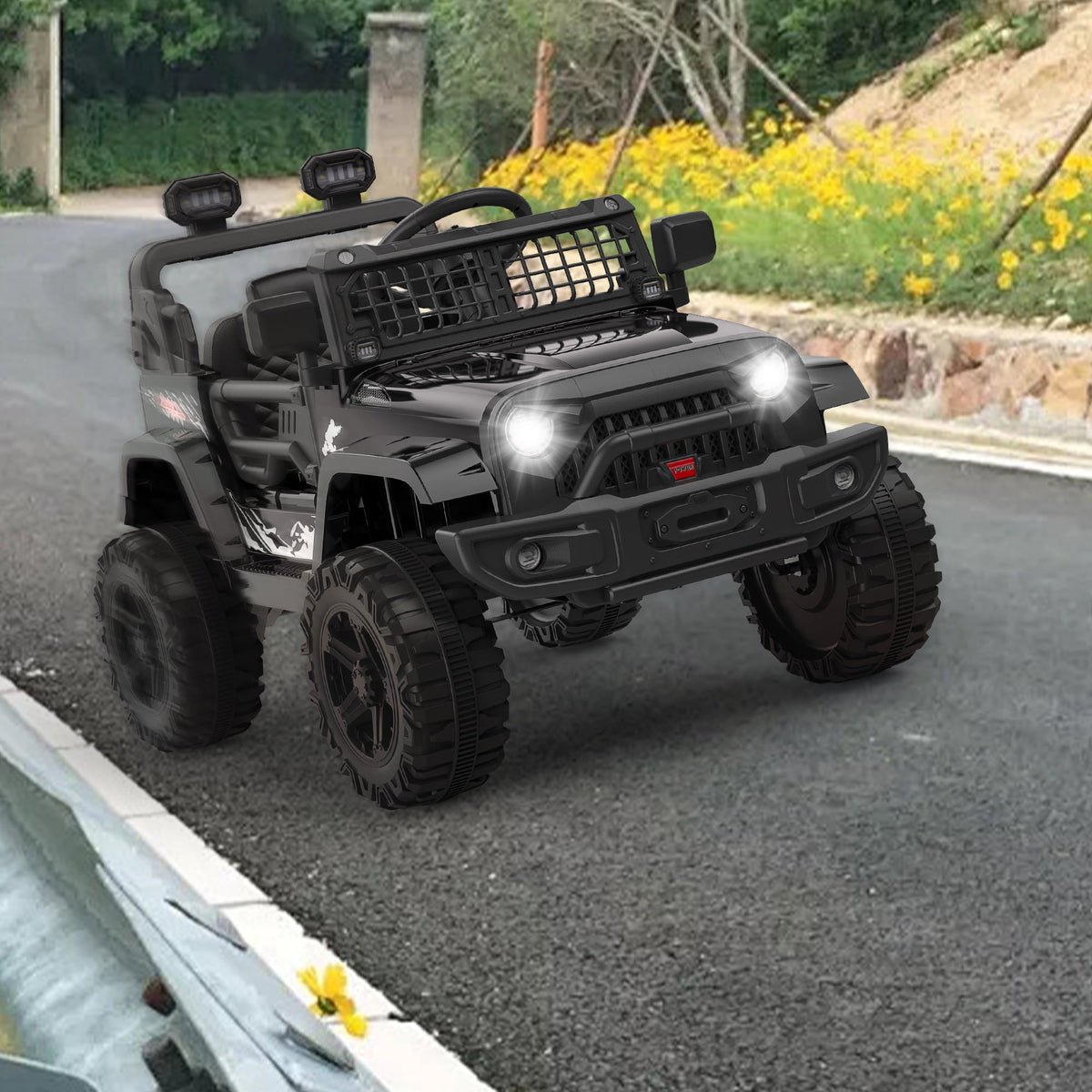 12V Kids Electric Ride-On Truck – Parental Remote Control, Seasonal Suspension, LED Lights, Wireless Connection, 2 Speeds, Standard Test Method Certified, Off-Road Toy Car