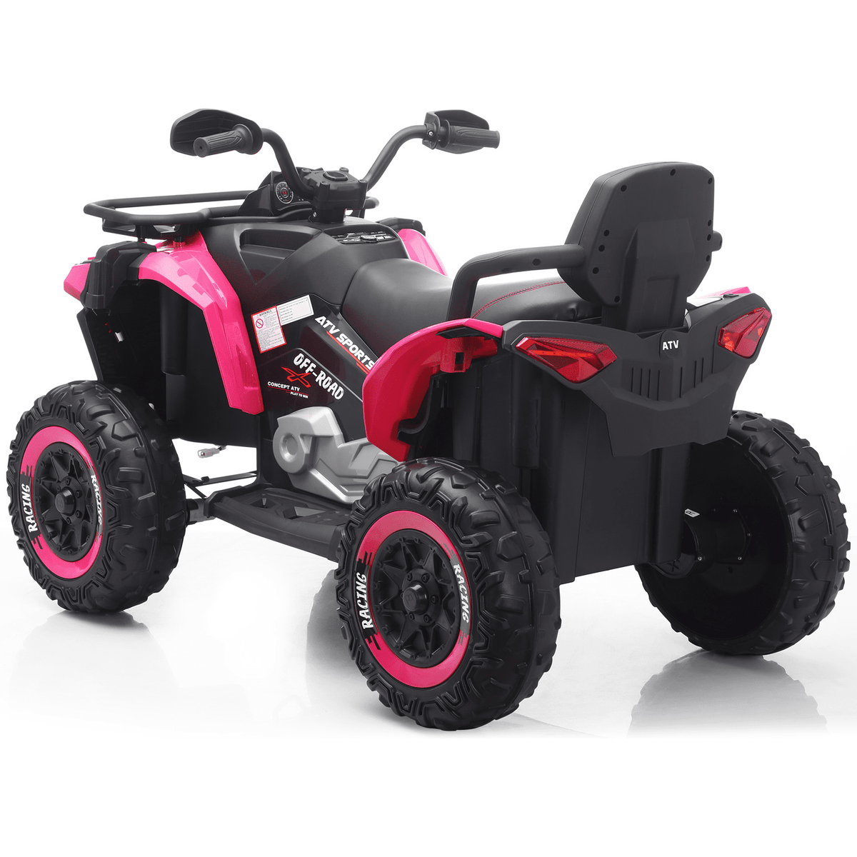 Funride 24 Volt Ride on Toys with Remote Control, Oversized ATV for Kids, 2-Seater 4 Wheeler for Toddlers, Power Car Wheels with Music, Bluetooth, Headlights, EVA Tires, Pink