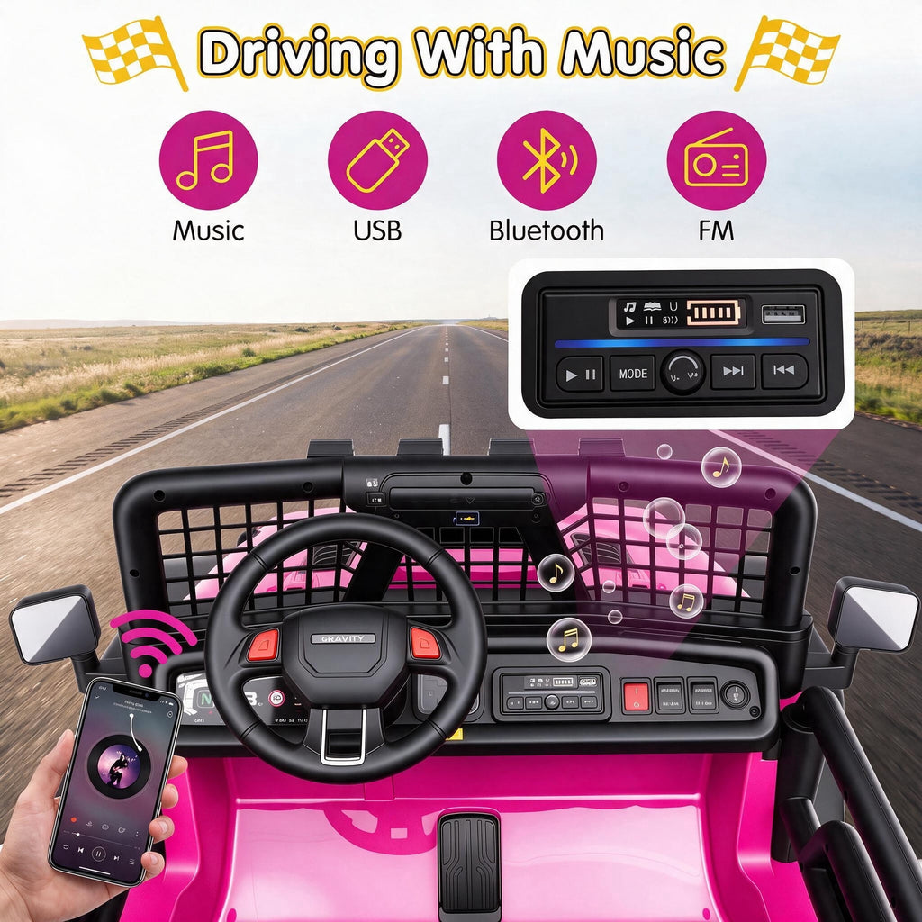 Farmdex 24 Volt 2 Seater Electric Truck Car for Kids, 400W Ride on Cars with Remote Control, Color Led Lights, Bluetooth Music, Spring Suspension,Powered Ride On Toys Gift for Boys & Girls
