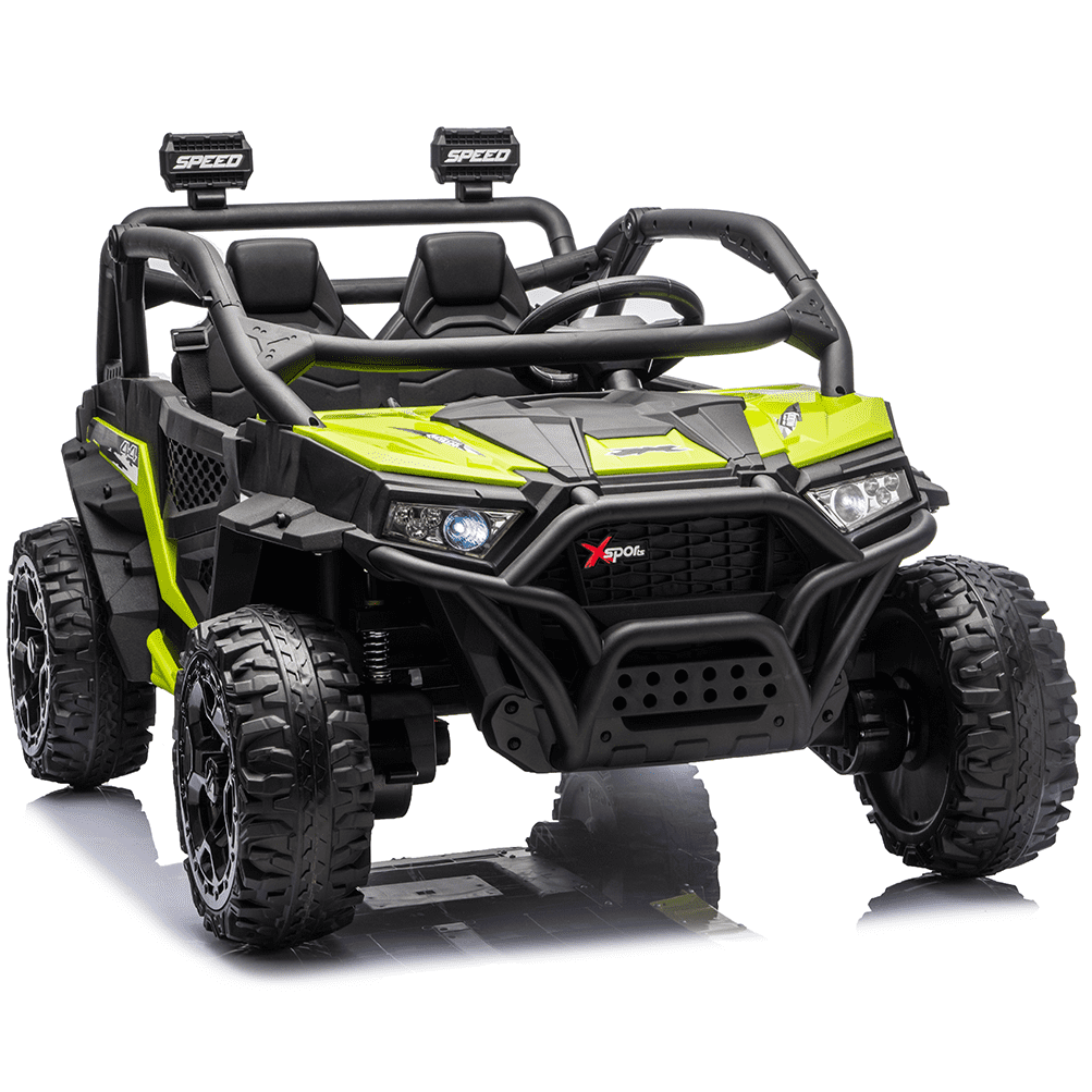 Zukpow 24V Ride Ons for Kids, 2 Seater Electric Car with Remote Control, 4x200W Motors, Power Car Wheels Ride on Toys UTV with Bluetooth Music, USB, Slow Start, LED Lights, Rear Storage Box, Black