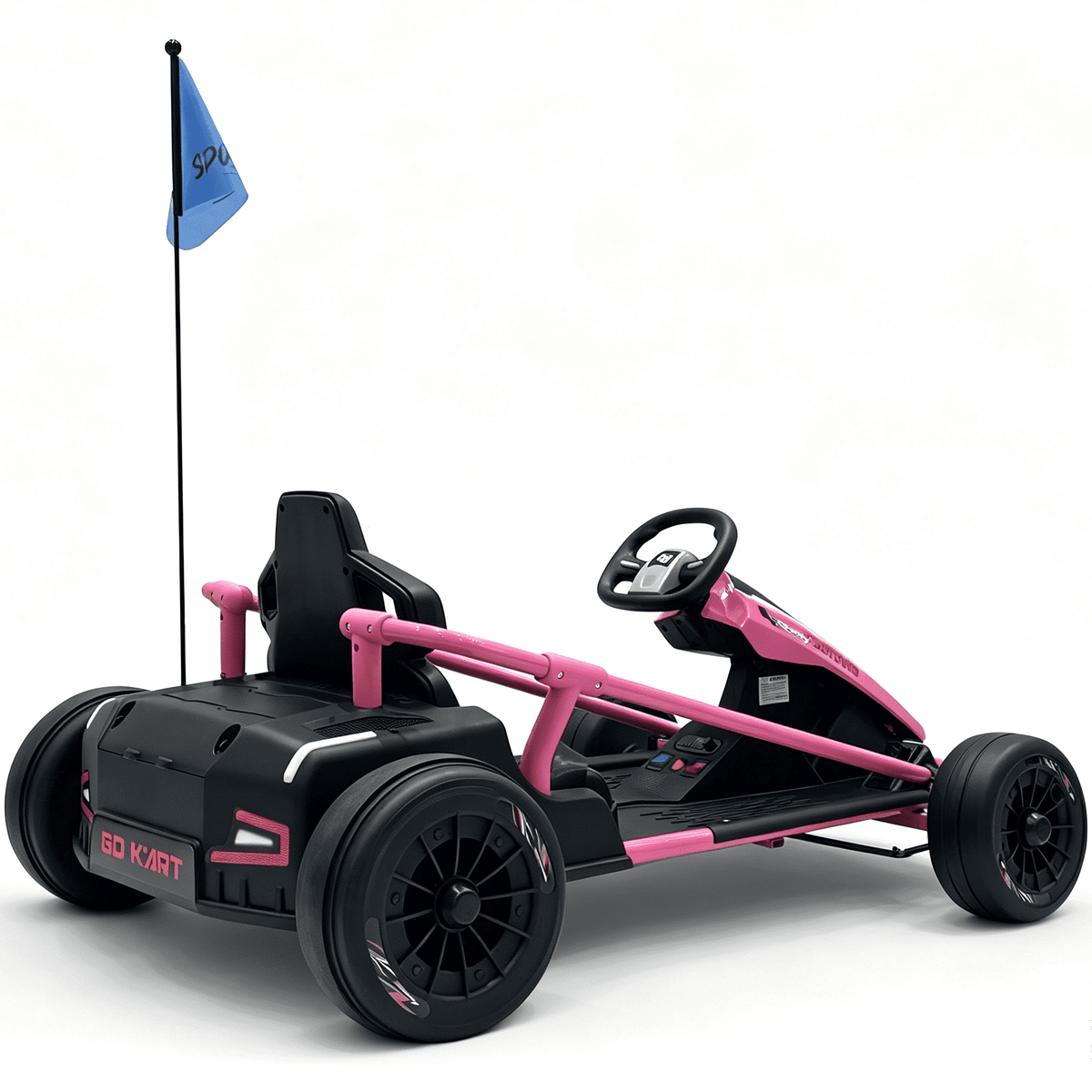 Sunnyfree 24 Volt Ride on Toys for Kids, 14Ah Electric Go Kart with Remote Control, 5–10 MPH, Drift Function, 2×200W Motors, Bluetooth Music, LED Lights, Seat Belt, Pink