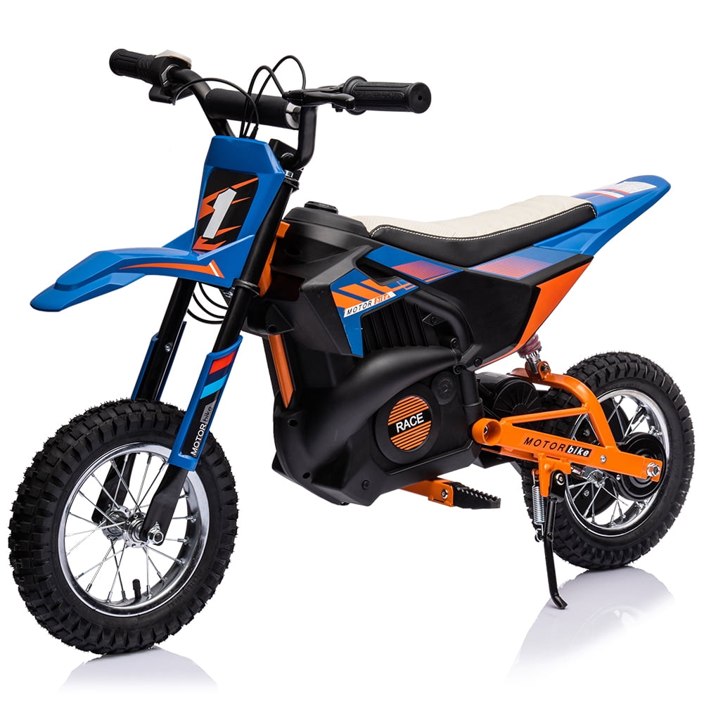 High-Speed 24V 250W Electric Off-Road Motorcycle – 13.6MPH Dirt Bike for Kids & Teens, Leather Seat, Disc Brake, Chain Drive, Air Tires, Twist Throttle, Ages 8-13, Red