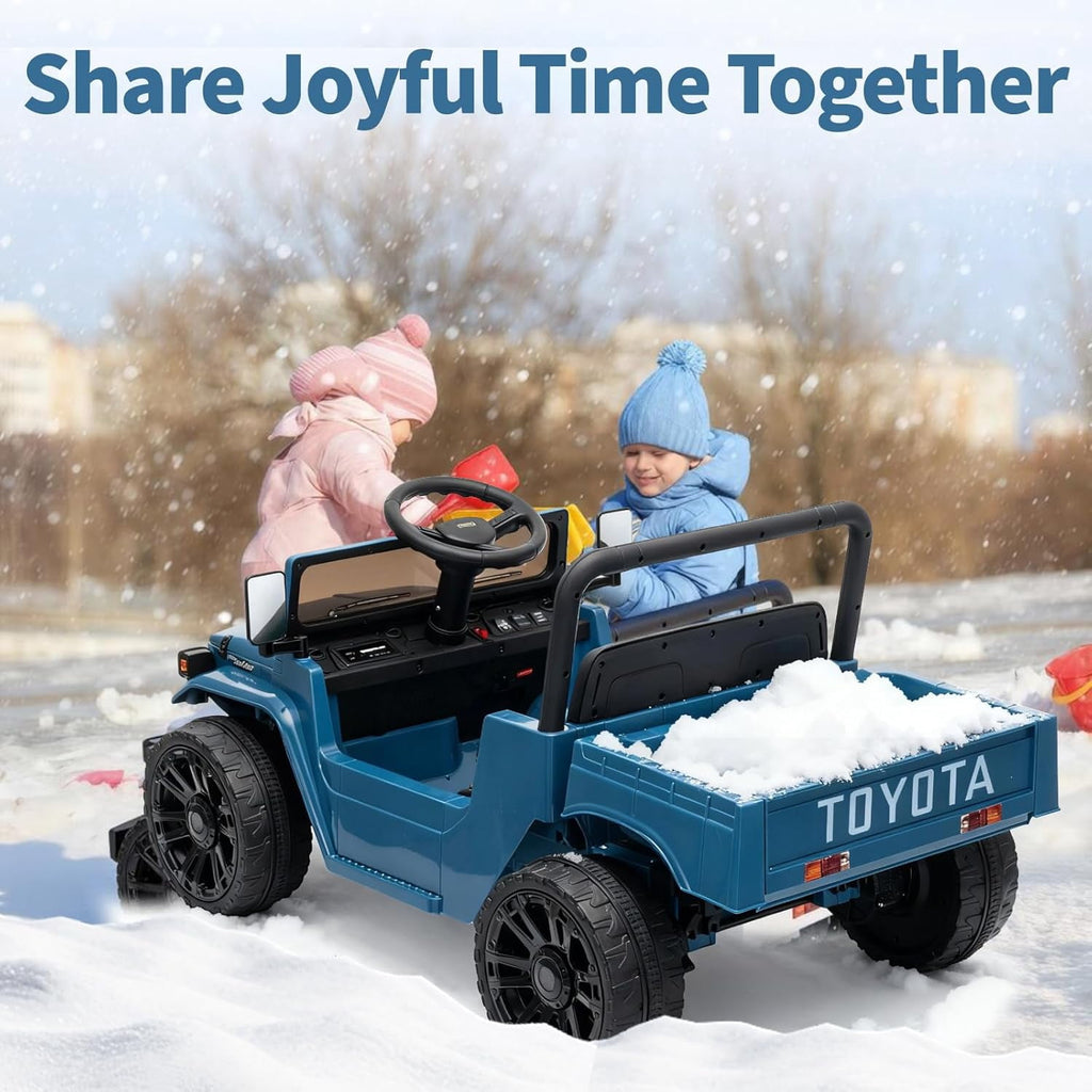 12V Licensed Toyota Ride-On Pickup Truck, Electric Ride-On Car with Remote Control, Lift-Up Dump Bed, Suspension, Bluetooth, Music, 3.73 MPH