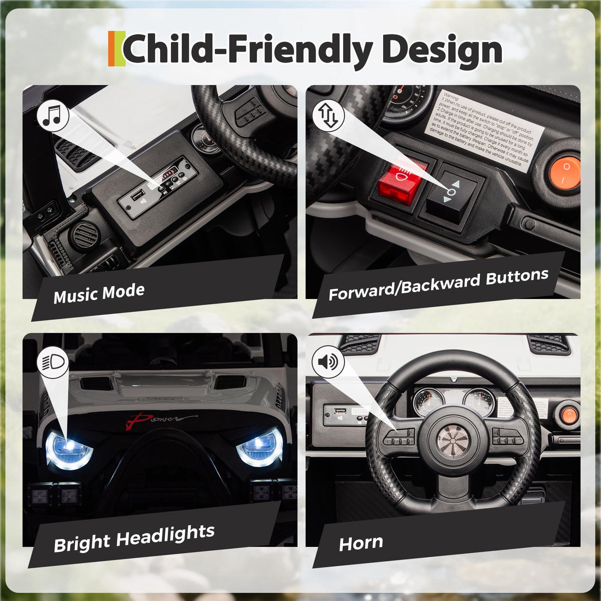 12V Kids Electric Ride-On Car – Parent Remote Control, 3 Speeds up to 4.1MPH, Spring Suspension, Seat Harness, Locking Doors, LED Headlights, wireless Music, Battery Powered Truck Toy