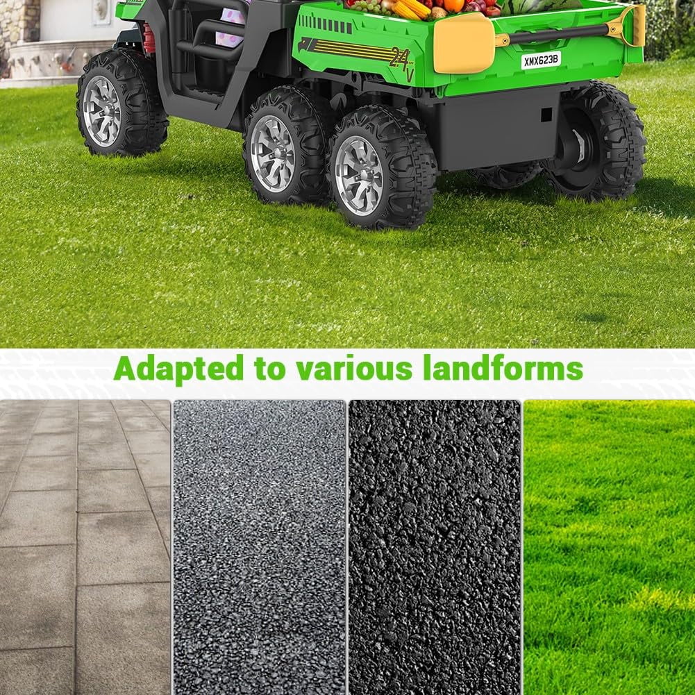 Ride On Dump Truck for Kids Ride On Car with Remote Control Electric UTV Vehicles with Electric Dump Bed, 4WD Power Ride-on 6 Wheels Ride On Toys for Boys Girls