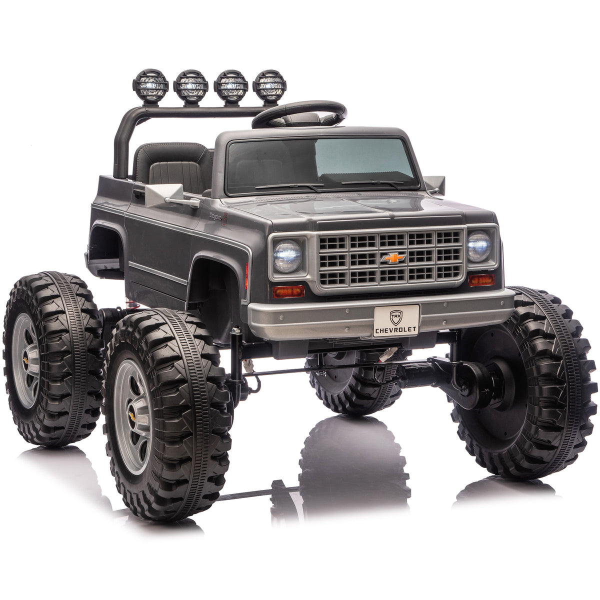 Sunnyfree 4WD Chevrolet Cheyenne 24 Volt Ride on Toys, 2 Seater Power Truck Wheels with Remote, Bluetooth, USB, LED Lights, Blue