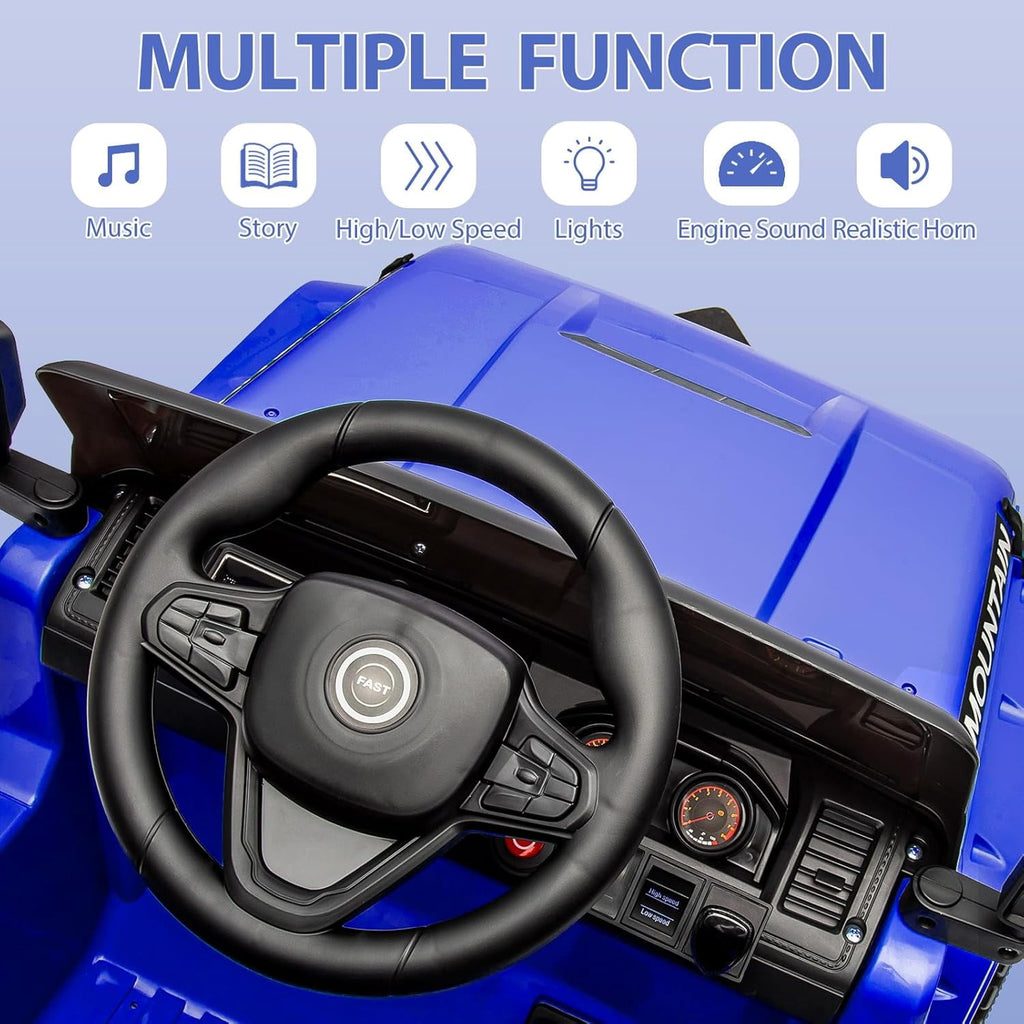 12V Ride-On Electric Car with Parent Remote Control, Dual 35W Motors, 3 Speeds, Spring Suspension, LED Lights, Music, Horn, 66 lbs