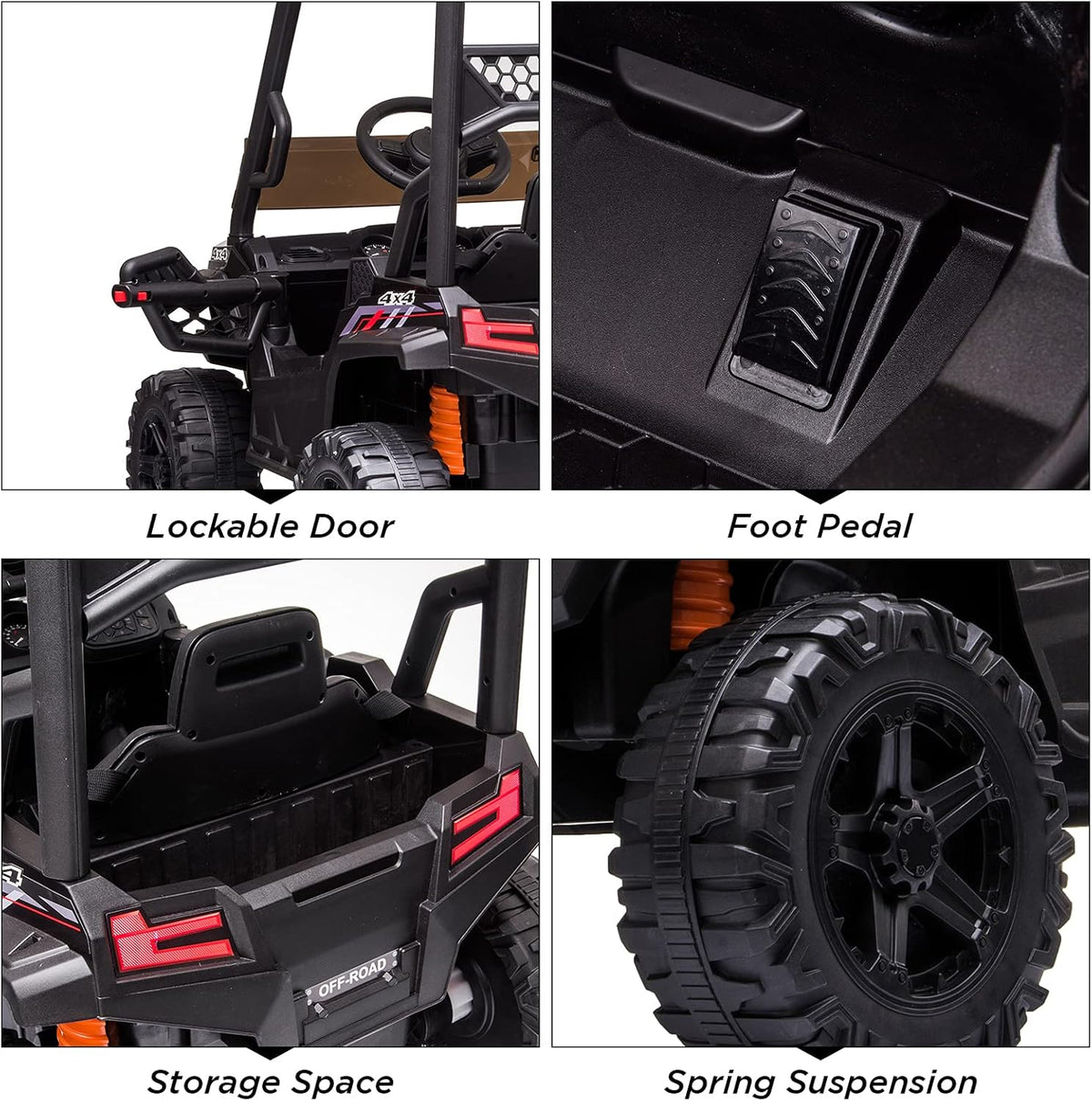 12V Ride-On Electric Car with Trunk, Remote Control, Spring Suspension, Locking Door, 3 Speeds, LED Headlights, Music, USB & AUX, Electric Vehicle for Ages 3+,Black
