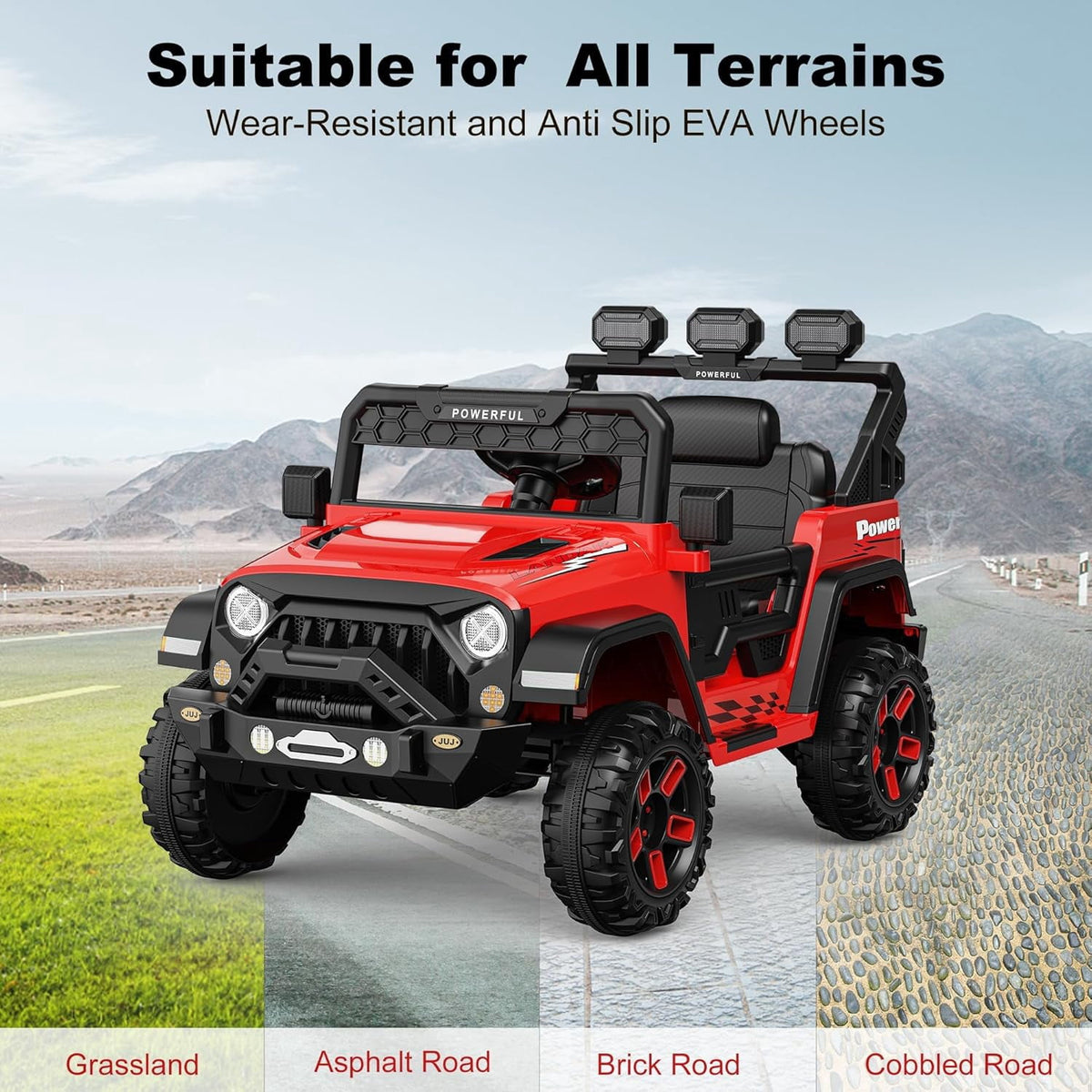 12V Ride-On Truck Car, 7Ah Battery, Parent Remote Control, 3 Speeds Up to 3.7 MPH, Soft Start, LED Lights, Bluetooth, USB, AUX, MP3, 66 Lbs