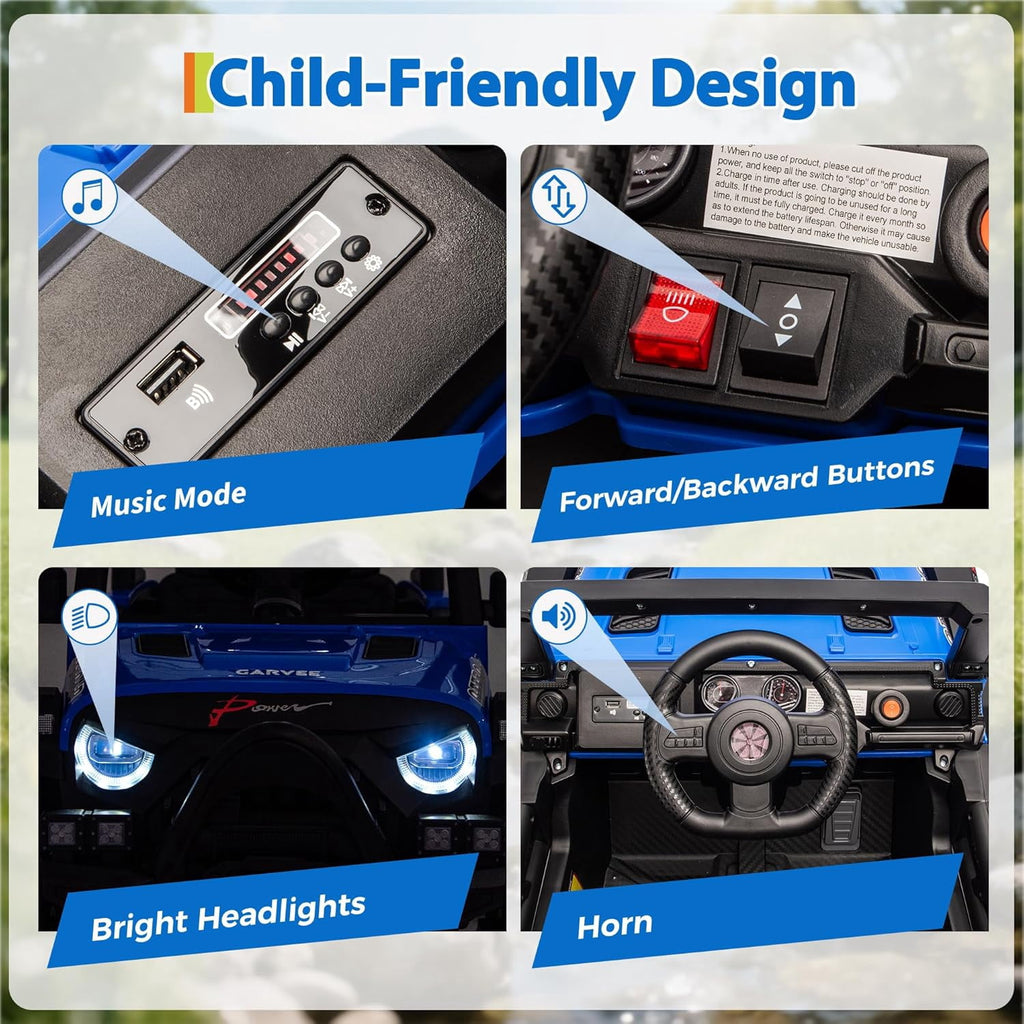 12V Electric Ride-On Truck, 4-Wheel Ride-On Car with Parent Remote Control, Dual 35W Motors, Spring Suspension, 3 Speeds, Bluetooth, LED Lights