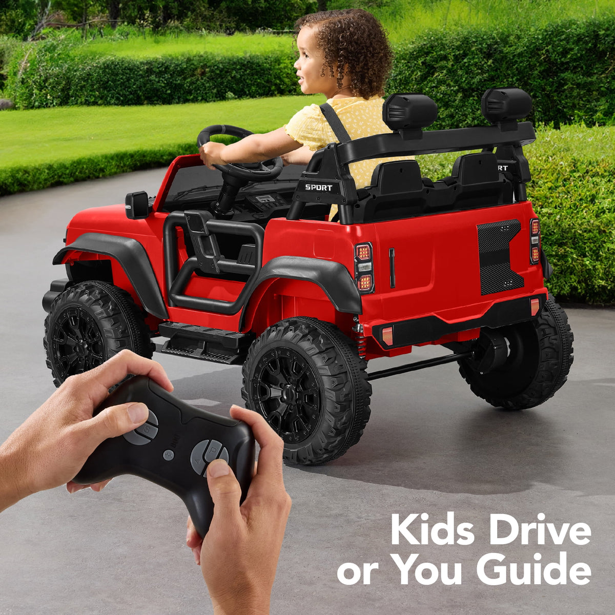 Best Choice Products Kids 24V 2-Seater Electric Ride-On Car Truck w/ Parent Control, Bluetooth, LED Lights - Red