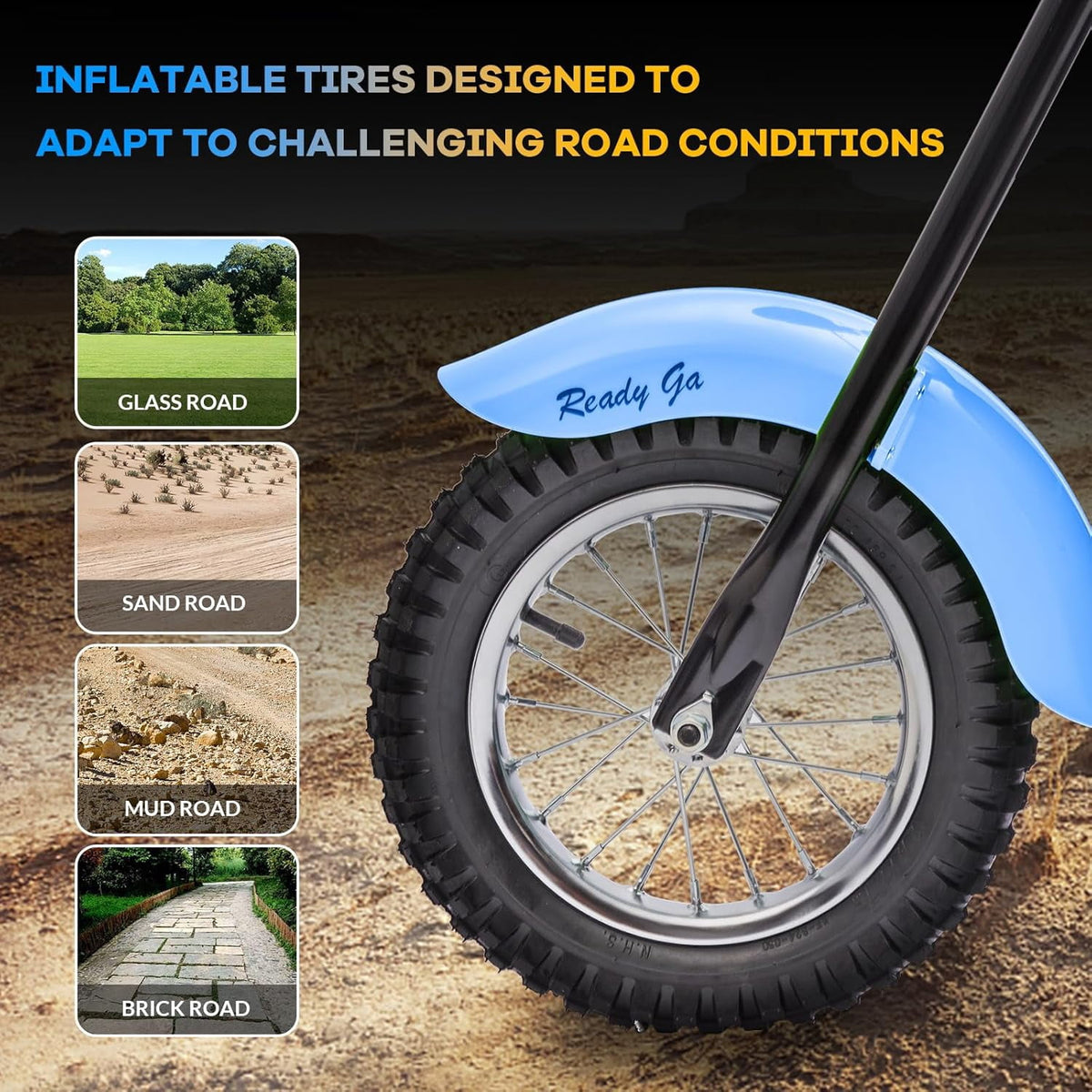 24V Kids Electric Dirt Bike, 300W Motor, 14 MPH, Dual Speed Modes, LED Lights, 60 Min Playtime, Off-Road Motorcycle for Backyard & Trails, Up to 140 lbs,Blue