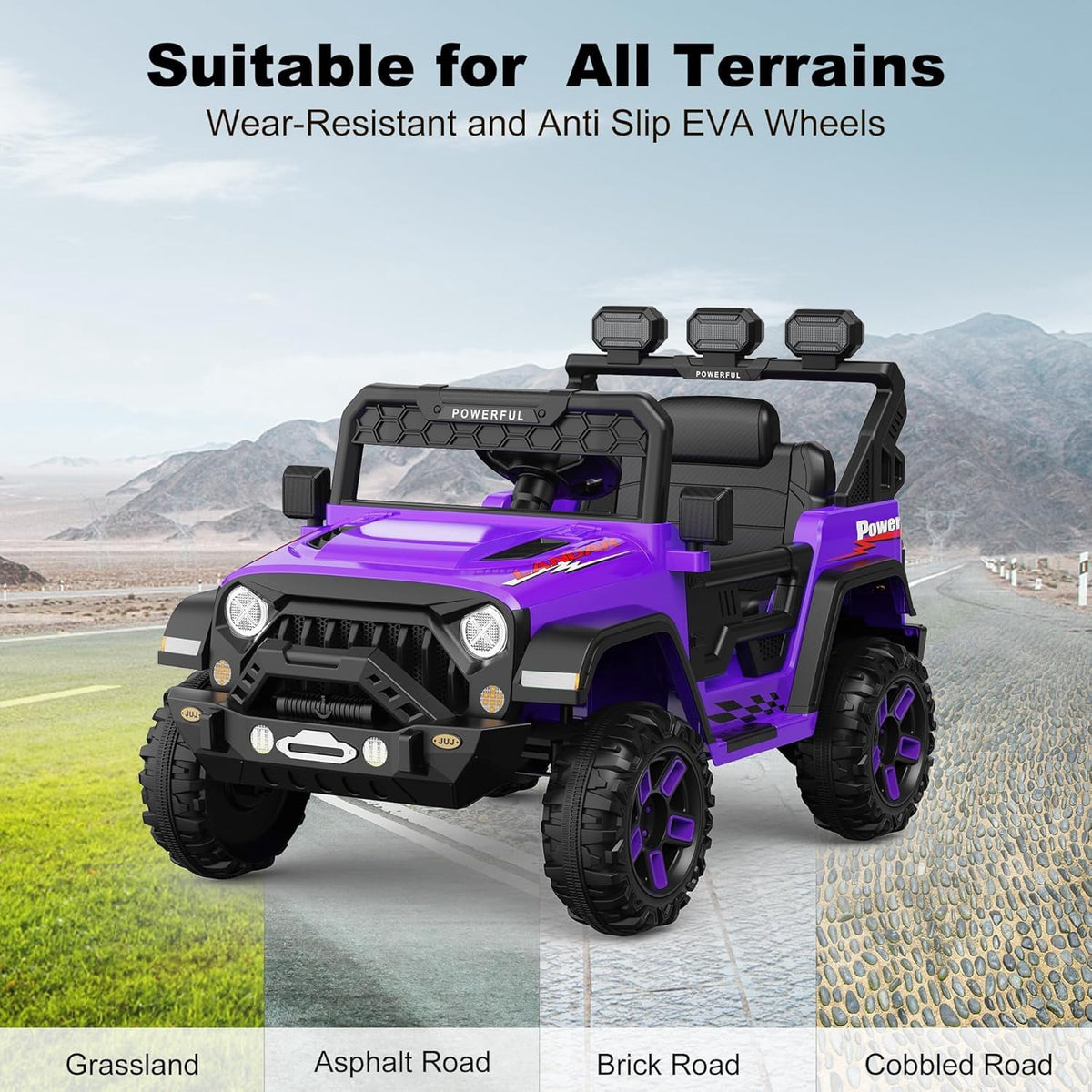 12V Ride-On Truck Car, 7Ah Battery, Parent Remote Control, 3 Speeds Up to 3.7 MPH, Soft Start, LED Lights, Bluetooth, USB, AUX, MP3, 66 Lbs