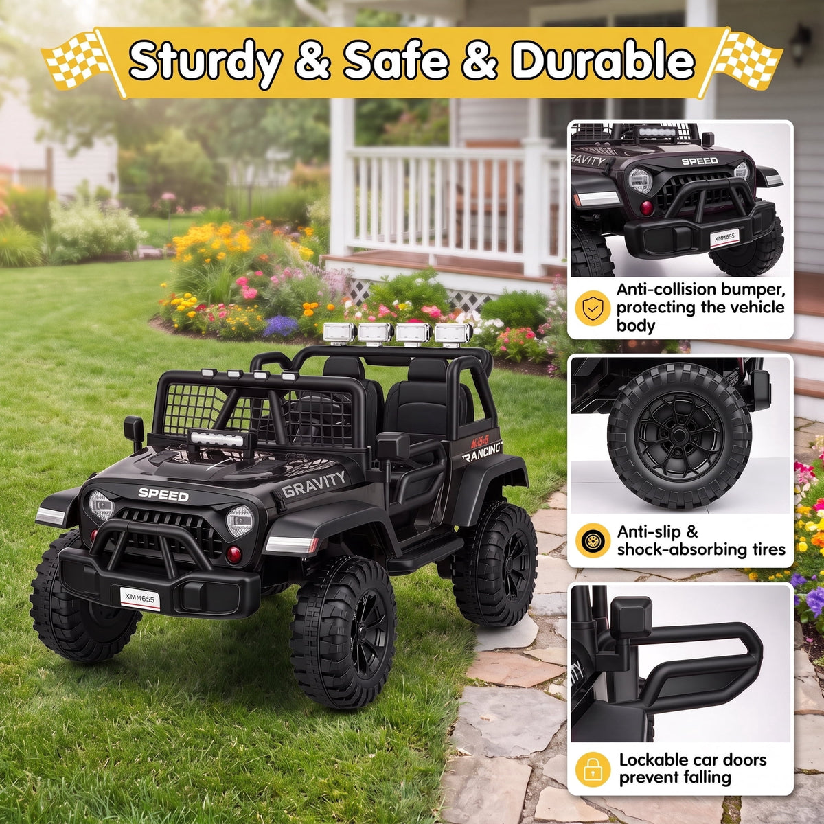 Farmdex 24 Volt 2 Seater Electric Truck Car for Kids, 400W Ride on Cars with Remote Control, Color Led Lights, Bluetooth Music, Spring Suspension,Powered Ride On Toys Gift for Boys & Girls