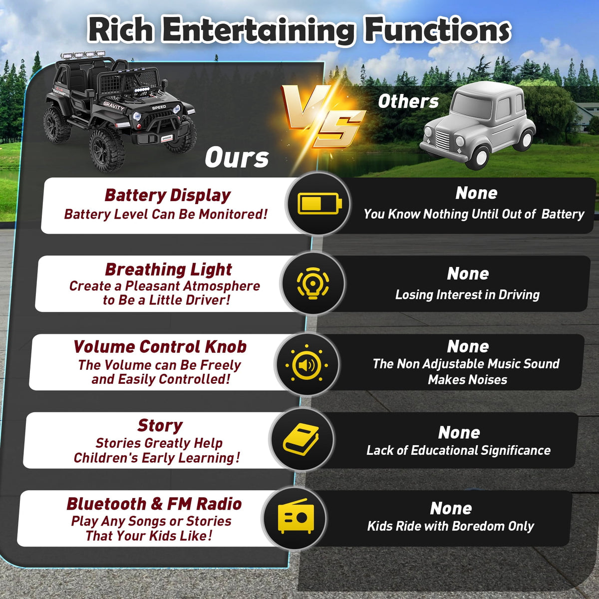 Funcid 24 Volt Ride on Toys with Remote Control, 400W 2-Seater Ride on Cars with Colored LED Lights & Battery Indicator, Electric Car for Kids w/ Bluetooth, Light Control, Volume Knob, Pink