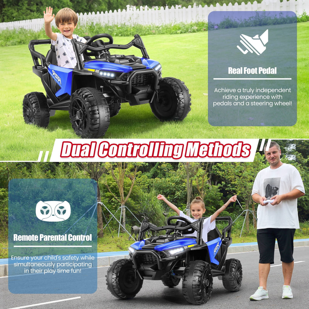VIBESPARK 24V Ride on Toys for Kids, Ride on Cars with Remote Control, Powered Ride on Electric Car w/ Bluetooth, Music Player, LED Lights, Blue
