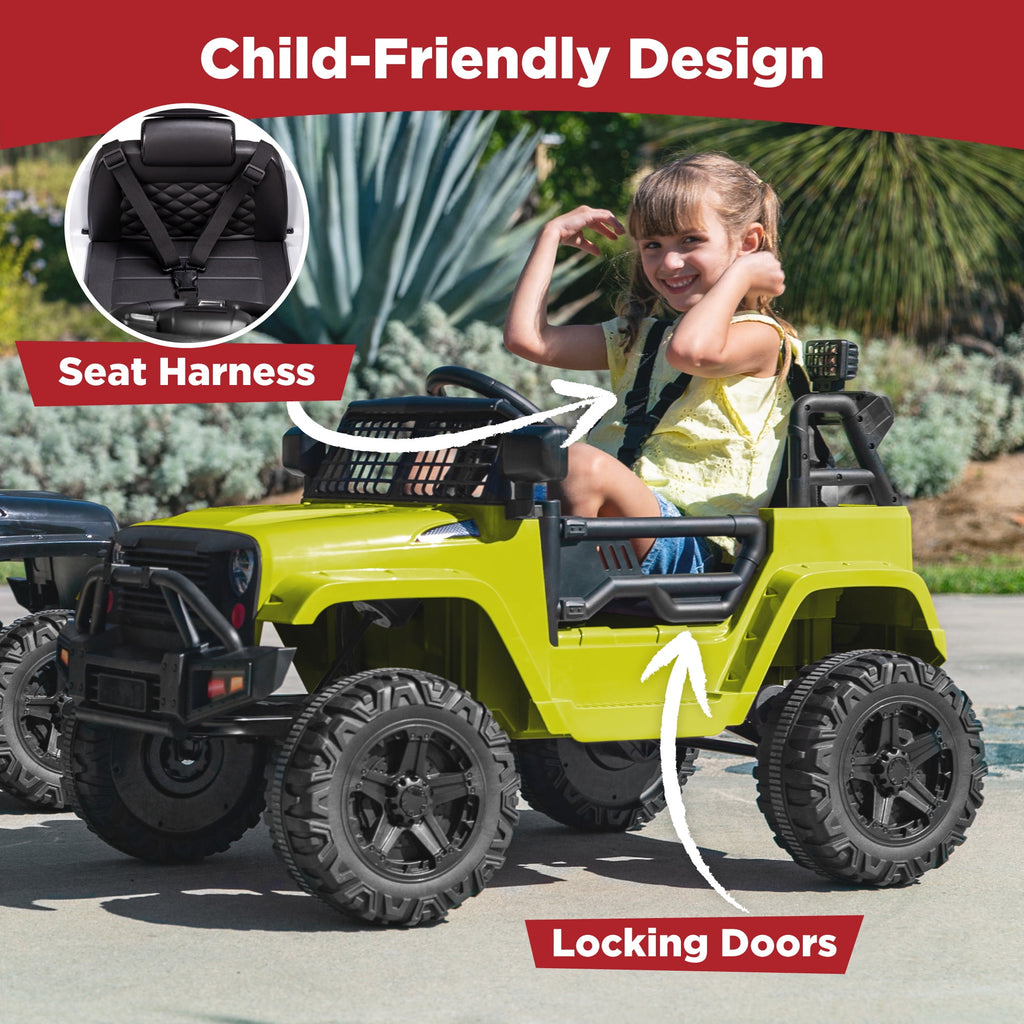 Best Choice Products 12V Kids Ride On Truck Car w/ Parent Remote Control, Spring Suspension, LED Lights - Hot Pink