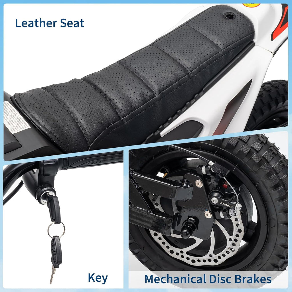 24V Electric Dirt Bike, 350W Ride-On Motorcycle with Rear Suspension, Twist-Grip Throttle, 12-Inch Rubber Tires, 13.67 MPH, 132 Lbs