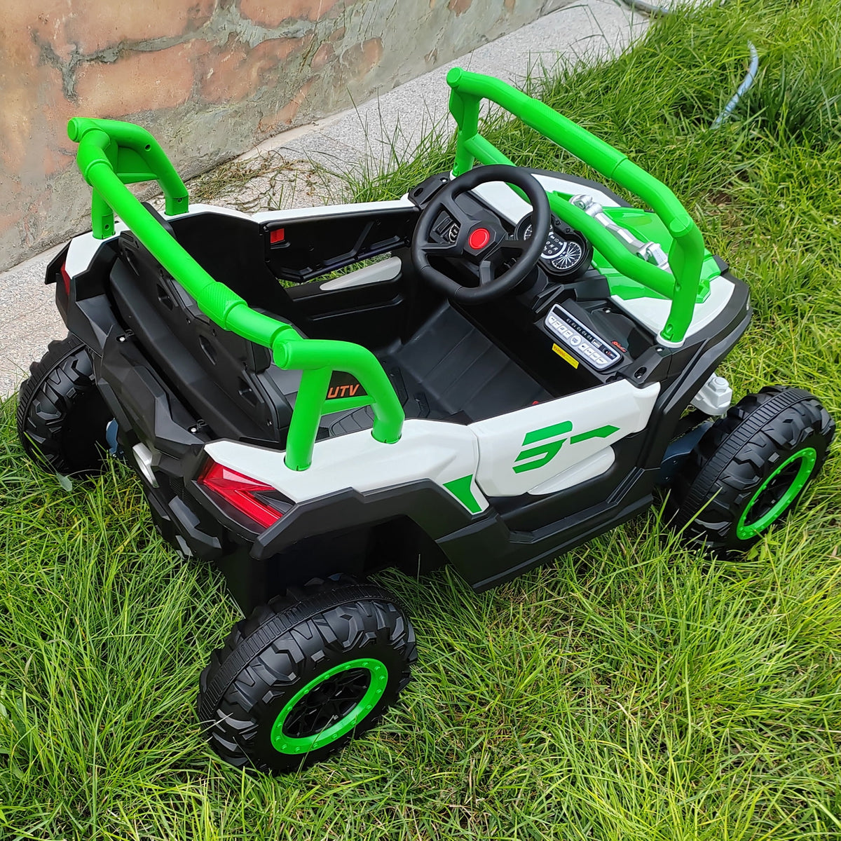 Sunnyfree 24 Volt Ride on Toys, 4WD Electric Car for Kids, Power Car Wheels with Remote Control, Bluetooth, Spring Suspension, LED Light, Pink