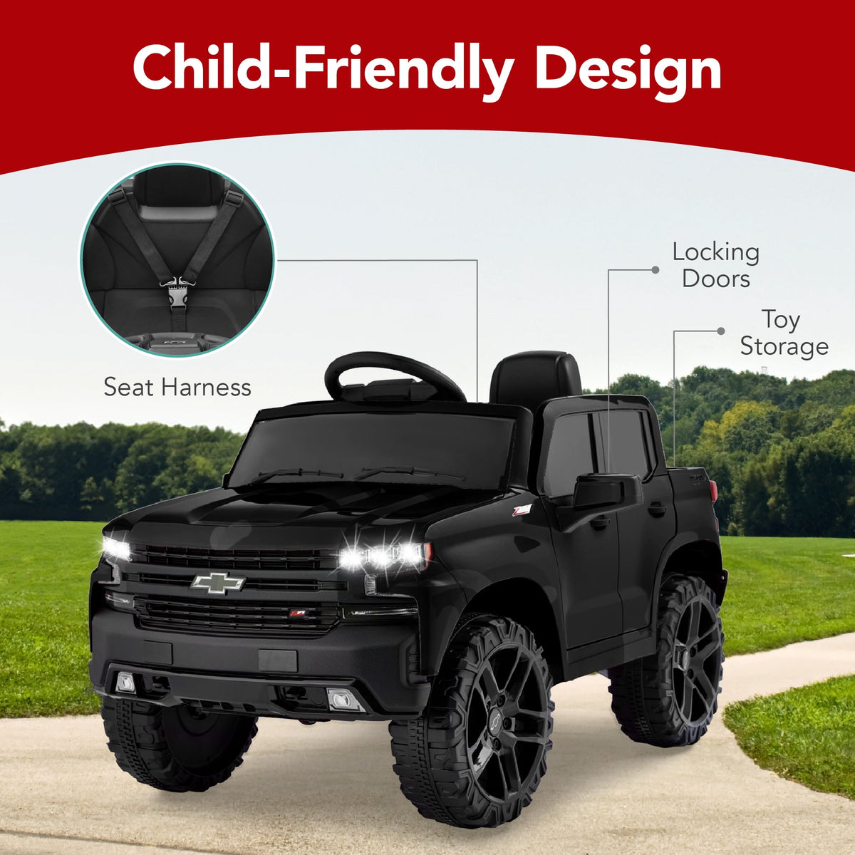 Best Choice Products 12V 2.5 MPH Licensed Chevrolet Silverado Ride On Truck Car Toy w/ Parent Remote Control - Pink