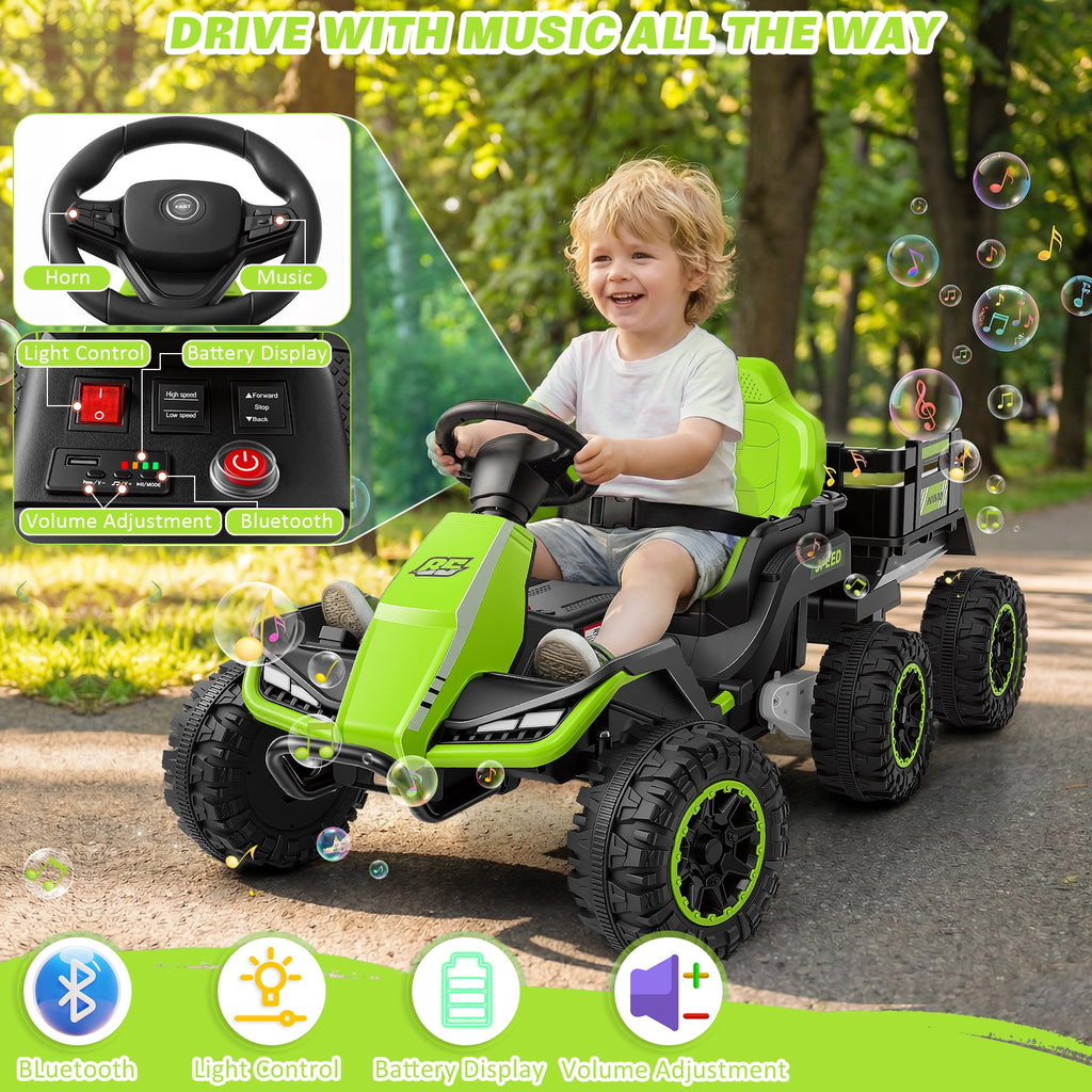 Farmdex 24 Volt Ride on Toys with Remote Control, 7AH Battery Ride on Cars, 4 Wheeler Quad ATV, Electric Car for Kids w/ Bluetooth, Music, Battery Display, LED Light Control, 5 MPH, Red
