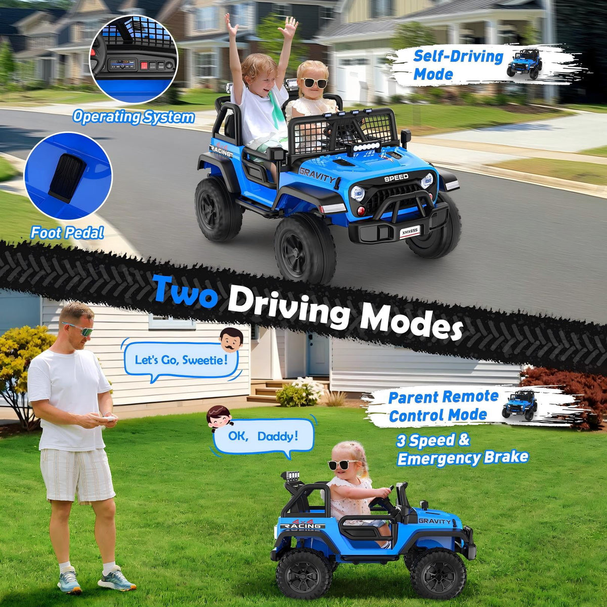 Funcid 24 Volt Ride on Toys with Remote Control, 400W 2-Seater Ride on Cars with Colored LED Lights & Battery Indicator, Electric Car for Kids w/ Bluetooth, Light Control, Volume Knob, Pink