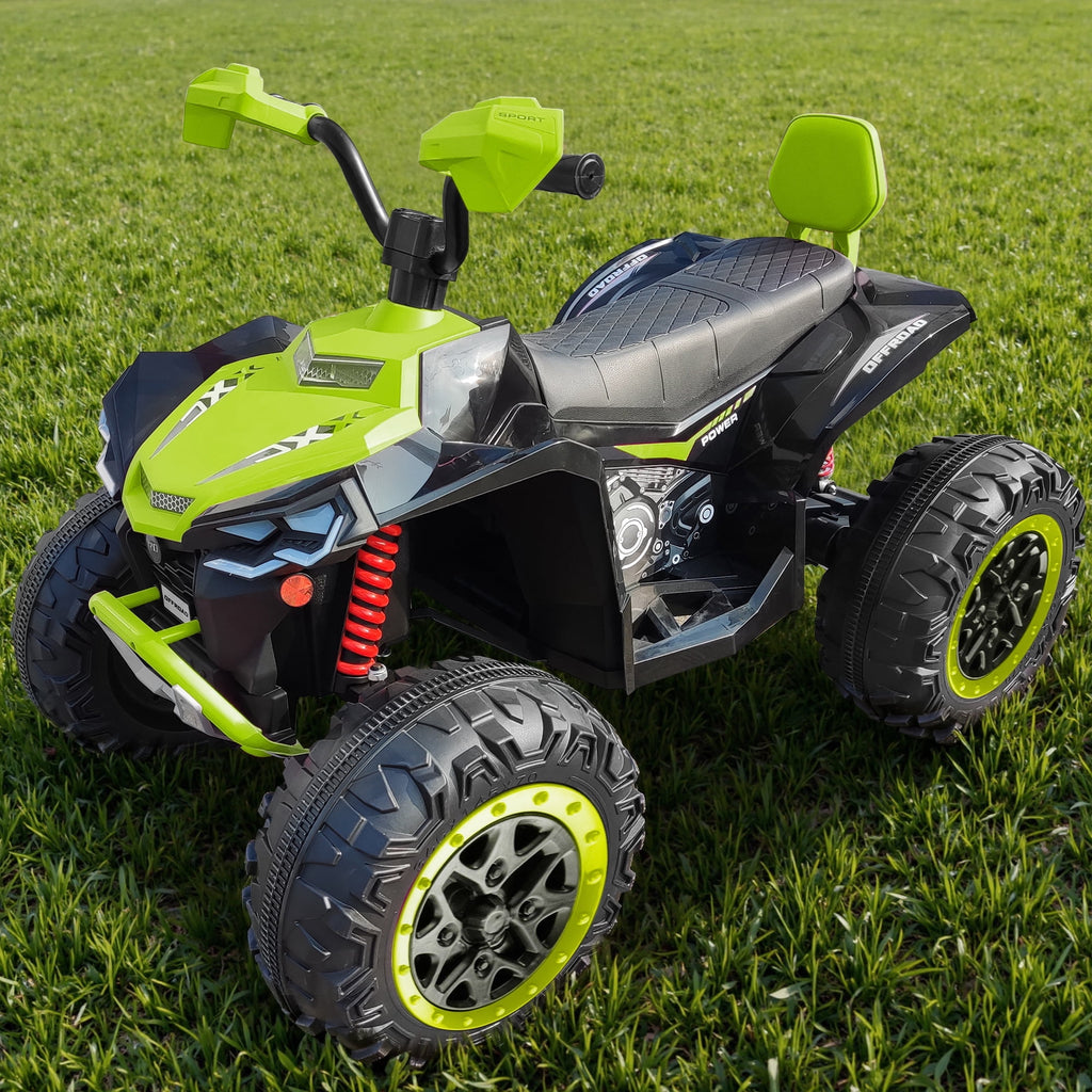 24V 2 Seater 4WD Ride on Toys ATV for Kids 4*200W 4-Wheeler Quad w/ MP3 LED Lights Music, Green