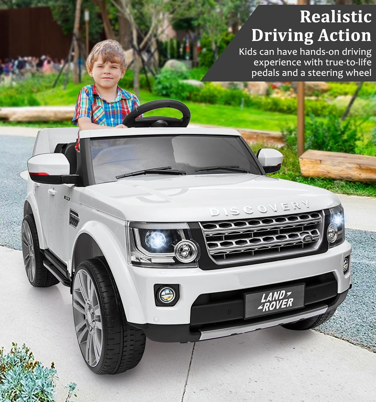 12V Licensed Land Rover Ride-On Car, 2x25W Motors, 4.5Ah Battery, 3 Speeds up to 4.5 MPH, Parent Remote, Spring Suspension, LED Lights
