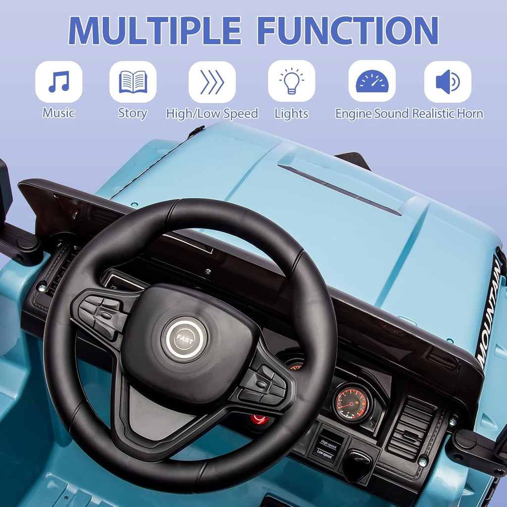 12V Ride-On Electric Car with Parent Remote Control, Dual 35W Motors, 3 Speeds, Spring Suspension, LED Lights, Music, Horn, 66 lbs
