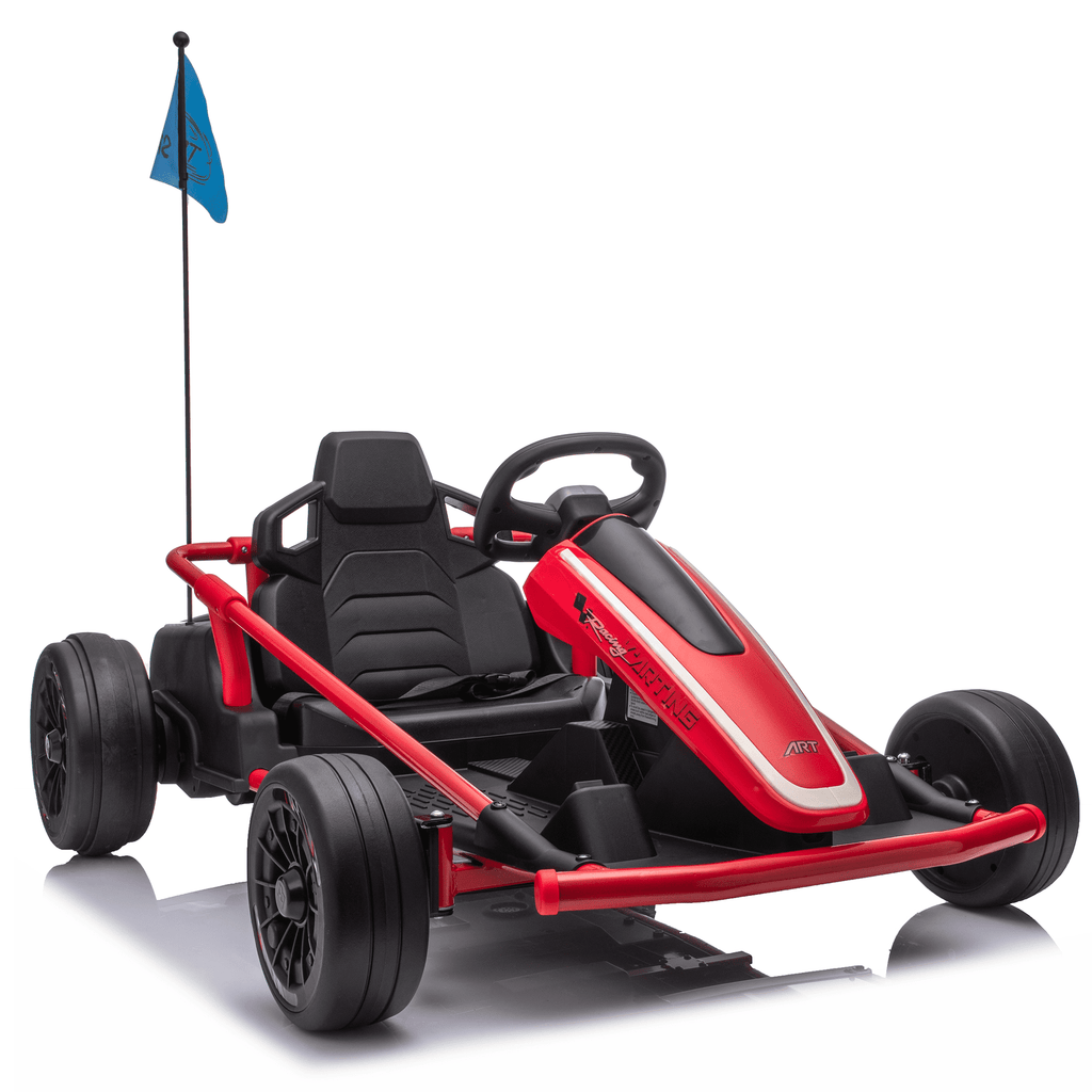 Sunnyfree 24 Volt Ride on Toys for Kids, 14Ah Electric Go Kart with Remote Control, 5–10 MPH, Drift Function, 2×200W Motors, Bluetooth Music, LED Lights, Seat Belt, Blue