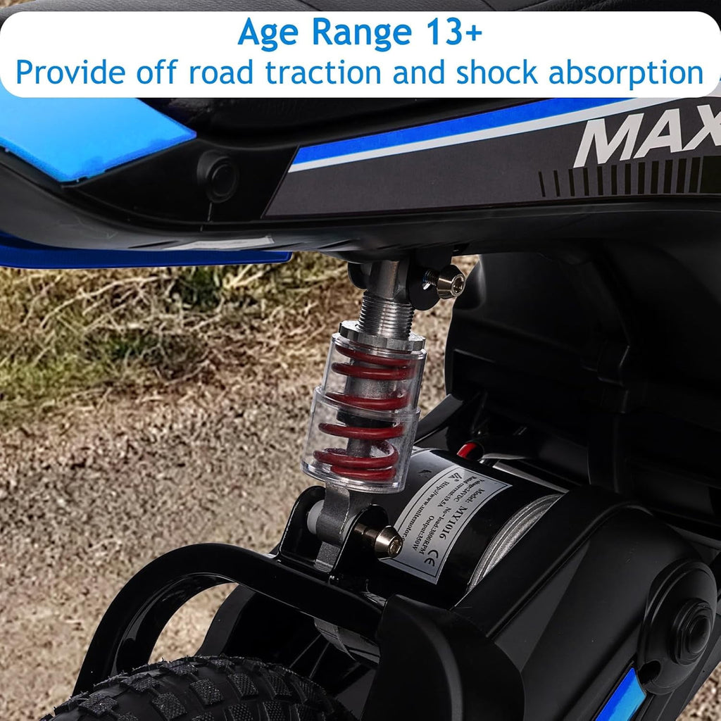 24V Electric Dirt Bike, 3-Speed Off-Road Motorcycle up to 14.29 MPH, Dual Suspension, Hydraulic Front Fork, Steel Frame, 135 lbs Capacity