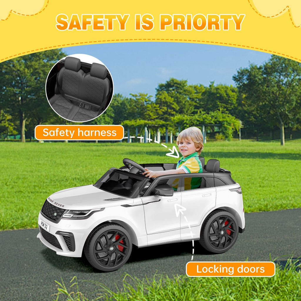 Licensed Land Rover 12V Kids Ride-On Electric Car – Remote Control, MP3, Rocking Mode, Pull Rod, Battery Powered Vehicle for Ages 4-8 – Toy Gift for Boys & Girls, Black