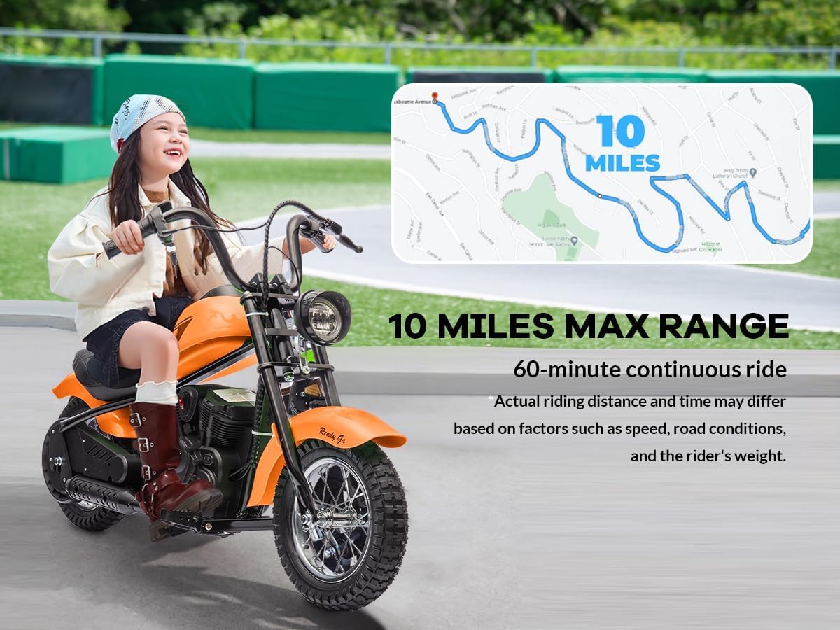 24V Electric Dirt Bike, 250W Motorized Motorcycle with LED Light, Leather Seat, 2 Speeds up to 14 MPH, Up to 60 Minutes Runtime,Green