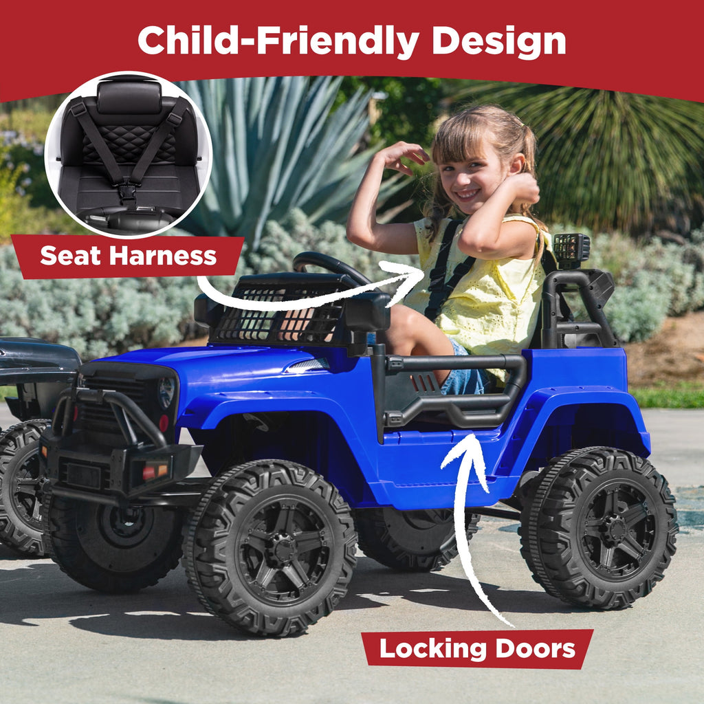 Best Choice Products 12V Kids Ride On Truck Car w/ Parent Remote Control, Spring Suspension, LED Lights - Hot Pink