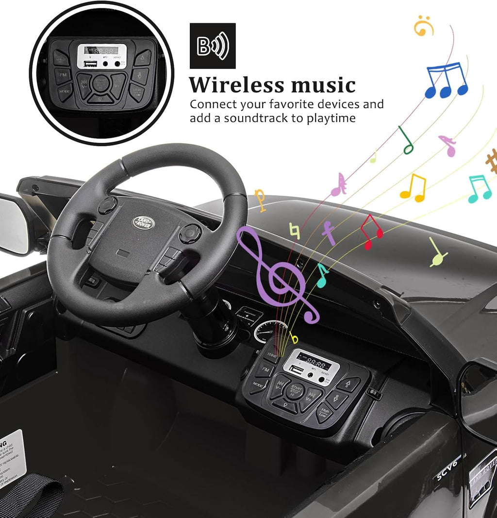 12V Licensed Land Rover Ride-On Car, 2x25W Motors, 4.5Ah Battery, 3 Speeds up to 4.5 MPH, Parent Remote, Spring Suspension, LED Lights