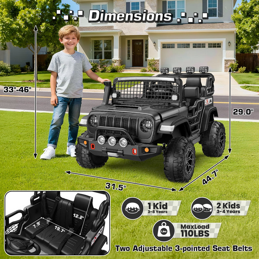 Funcid 24 Volt Ride on Toys, 2-Seater Electric Car, 400W Ride on Cars with Remote Control, Ride on Truck W/ Bluetooth, Music, Power Display, High/Low Speed, Light Control, Suspension, Pink