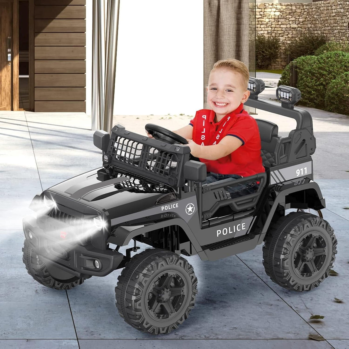 12V Electric Ride‑On SUV, 2.4G Wireless Remote Control, 2‑Speed Settings, Spring Suspension, Multifunctional Dashboard, Lockable Doors, LED Headlights, Adjustable Safety Harness
