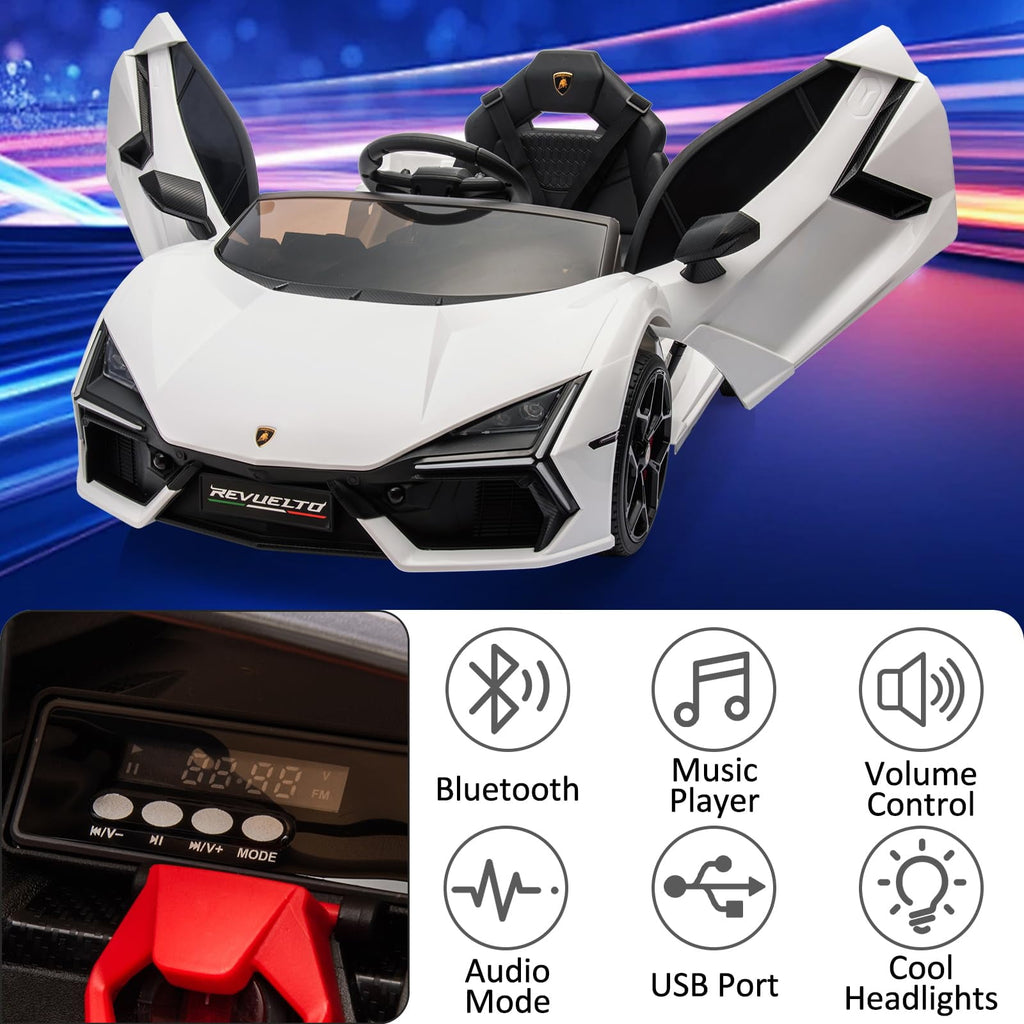 Towallmark 12V Ride On Car for Kids, Licensed Lamborghini Revuelto Electric Vehicle, Battery Powered Sports Car Toy for Boys & Girls,Kids Christmas Gifts
