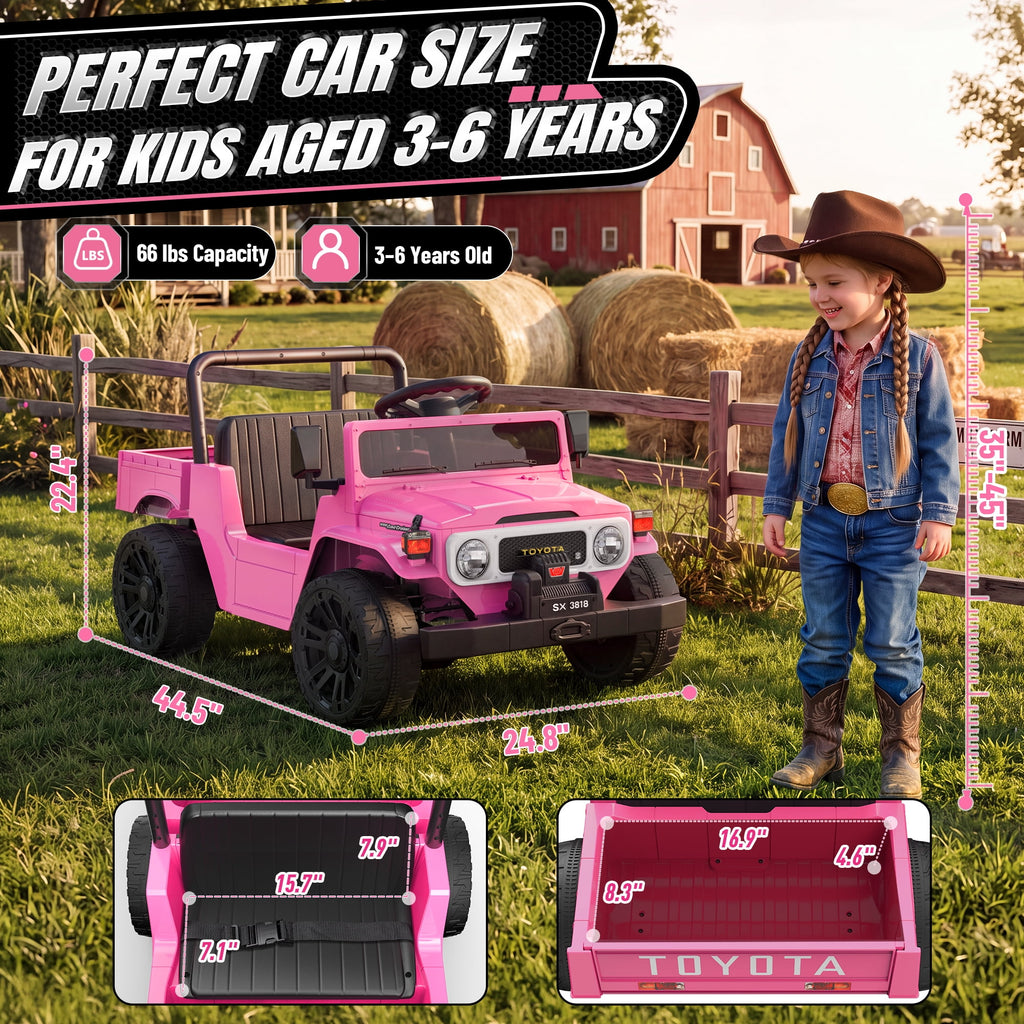 24V Ride On Dump Truck for Kids, Licensed Toyota Land Cruiser FJ45 Power Car Wheels Ride On Toy with Electric Dump Bed, Parent Remote Control, Music, LED Lights, Birthday Gift for Kids Ages 3-6, Blue