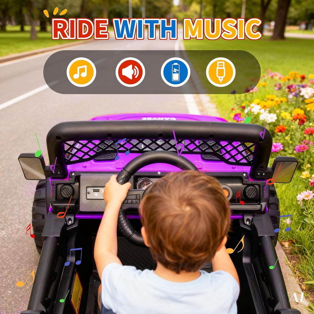 12V Electric Ride-On Truck, 4-Wheel Ride-On Car with Remote Control, 12V 7Ah Battery, Spring Suspension, LED Lights, Music, 66 Lbs