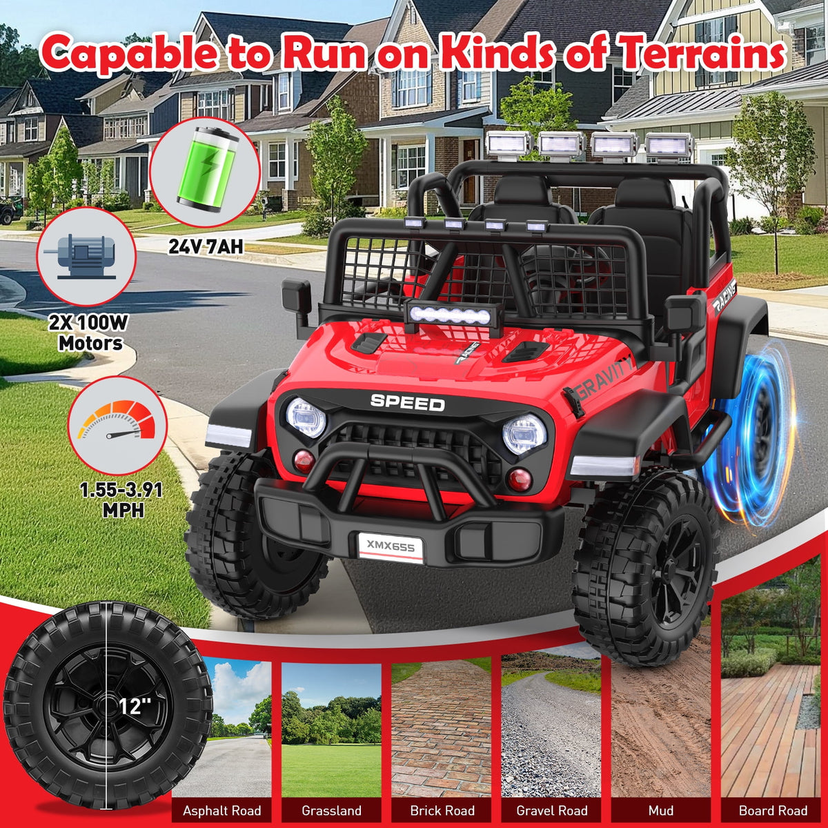 Funcid 24 Volt Ride on Toys with Remote Control, 400W 2-Seater Ride on Cars with Colored LED Lights & Battery Indicator, Electric Car for Kids w/ Bluetooth, Light Control, Volume Knob, Pink