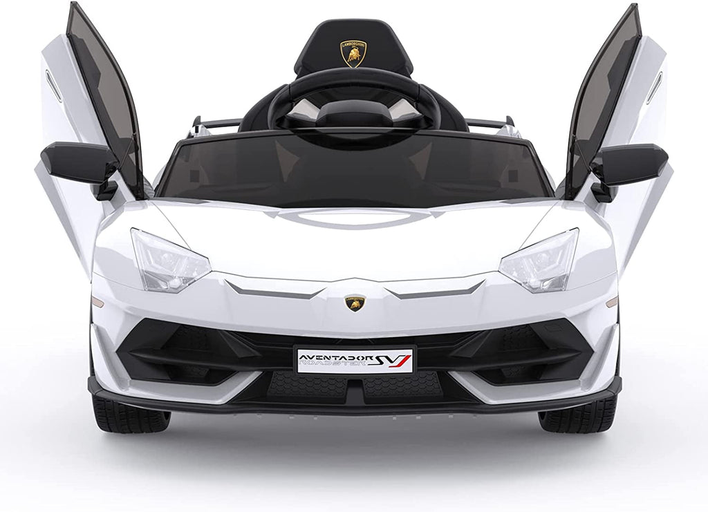12V Licensed Sports Car Ride On Vehicle with Remote Control, Electric Ride On Car with Bluetooth, Hydraulic Swing Doors, LED Lights, Dual 25W Motors, USB/AUX/TF Audio