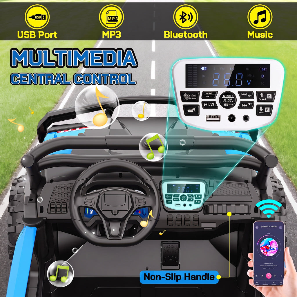 VIBESPARK 24 Volt 2 Seater Ride on Toys for Kids, Powered Ride on Cars with Remote Control, Electric UTV Car for 3-8 Boys Girls Gift w/ Bluetooth, LED Light, Music, Green