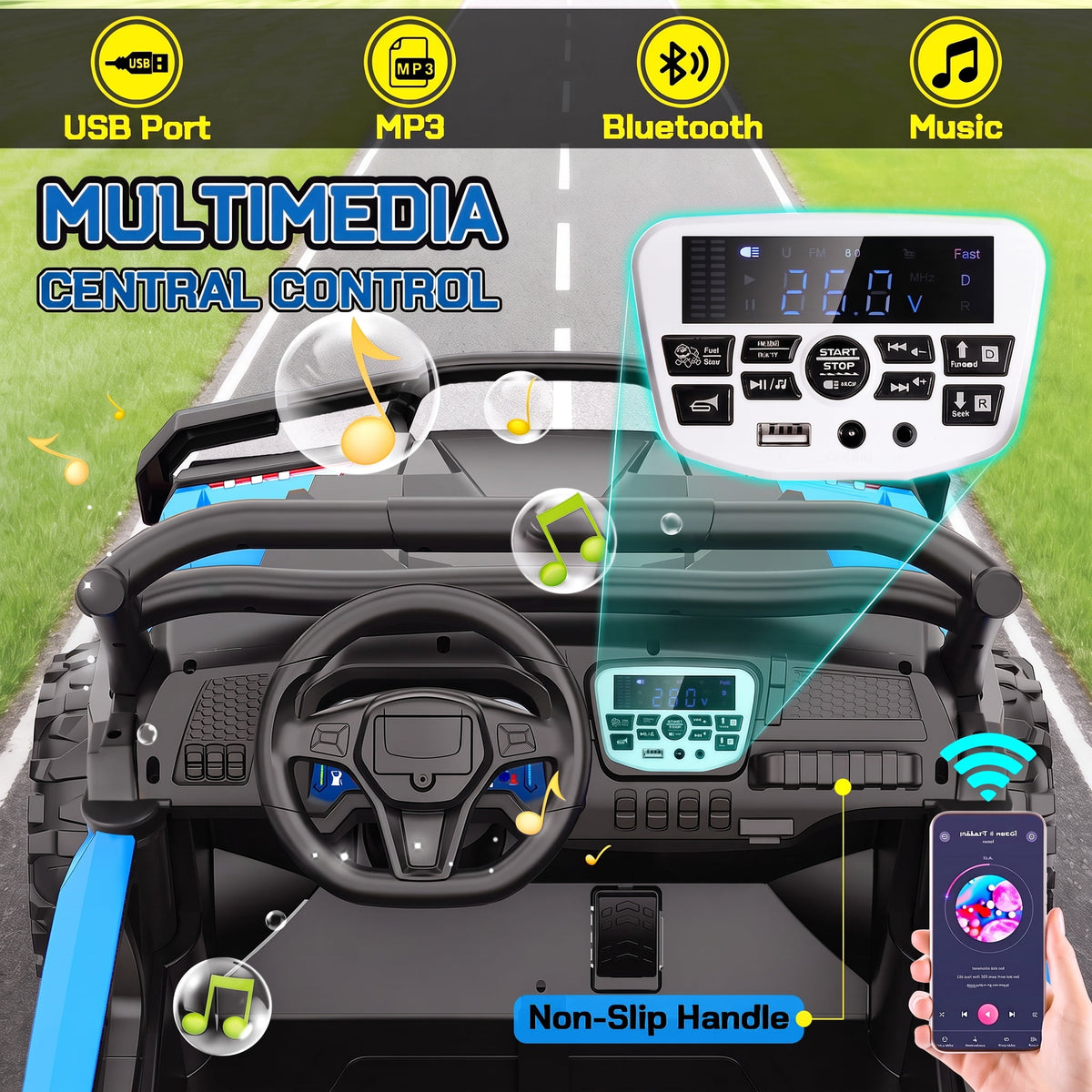 VIBESPARK 24 Volt 2 Seater Ride on Toys for Kids, Powered Ride on Cars with Remote Control, Electric UTV Car for 3-8 Boys Girls Gift w/ Bluetooth, LED Light, Music, Green